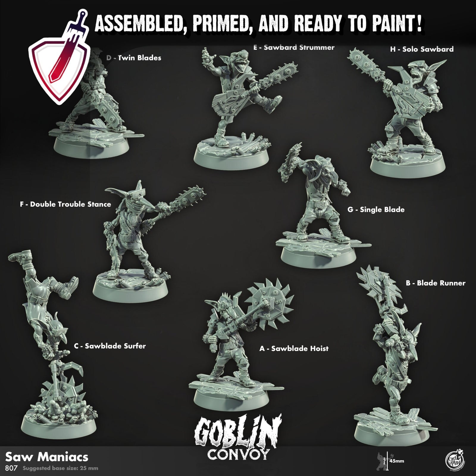 Saw Maniacs | Miniatures by Cast n Play | Resin Mini For Tabletop Gaming, D&D, Pathfinder, and Painting | Assembled and Primed - Brush and Battle