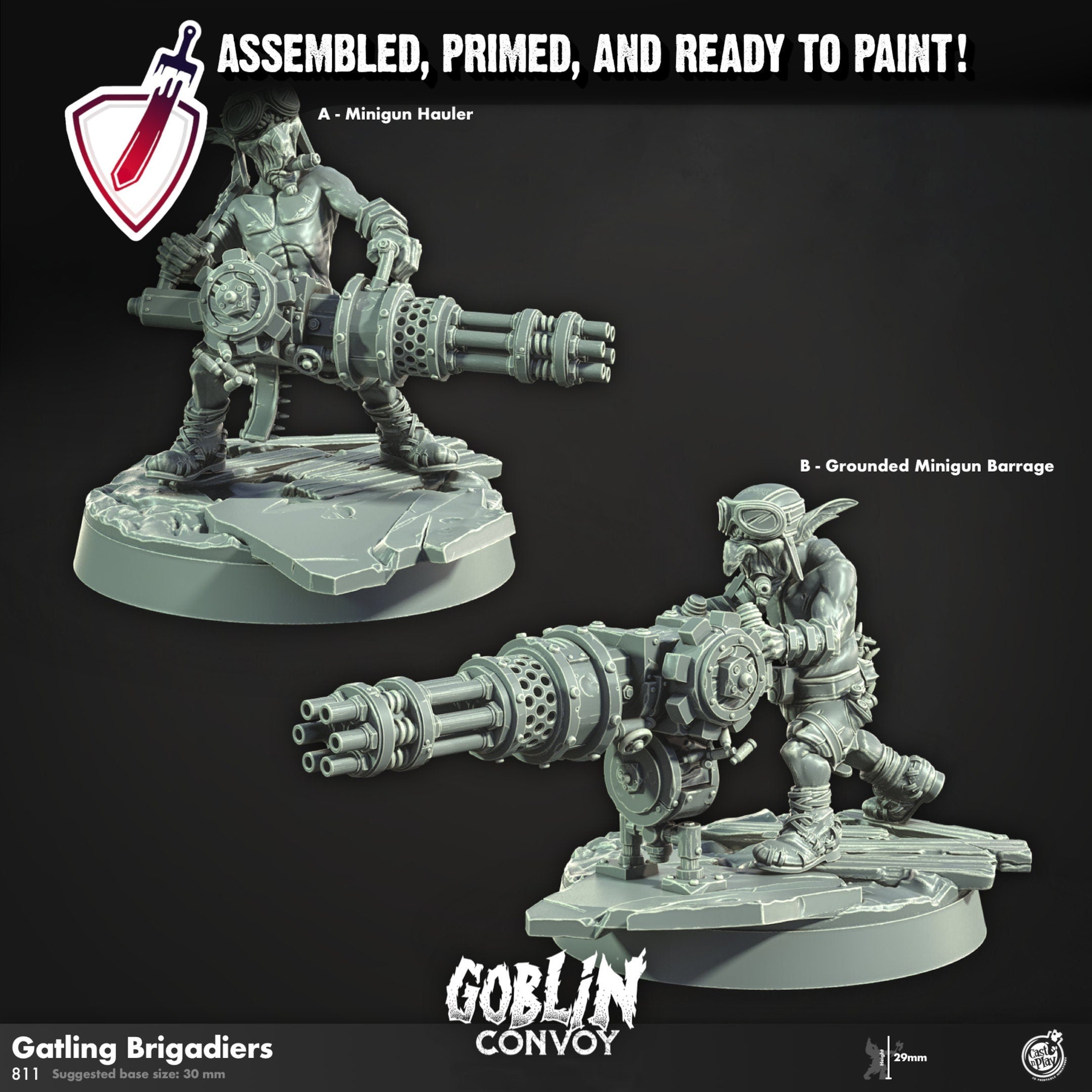 Gatling Brigadiers | Miniatures by Cast n Play | Resin Mini For Tabletop Gaming, D&D, Pathfinder, and Painting | Assembled and Primed - Brush and Battle
