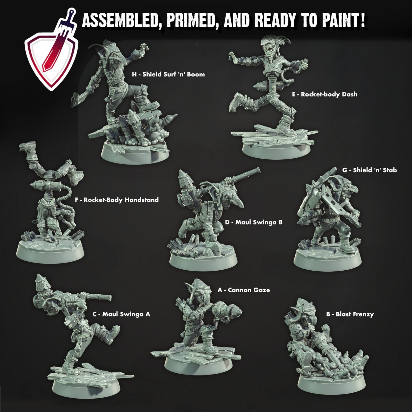 Goblin Missile Tossers | Miniatures by Cast n Play | Resin Mini For Tabletop Gaming, D&D, Pathfinder, and Painting | Assembled and Primed - Brush and Battle