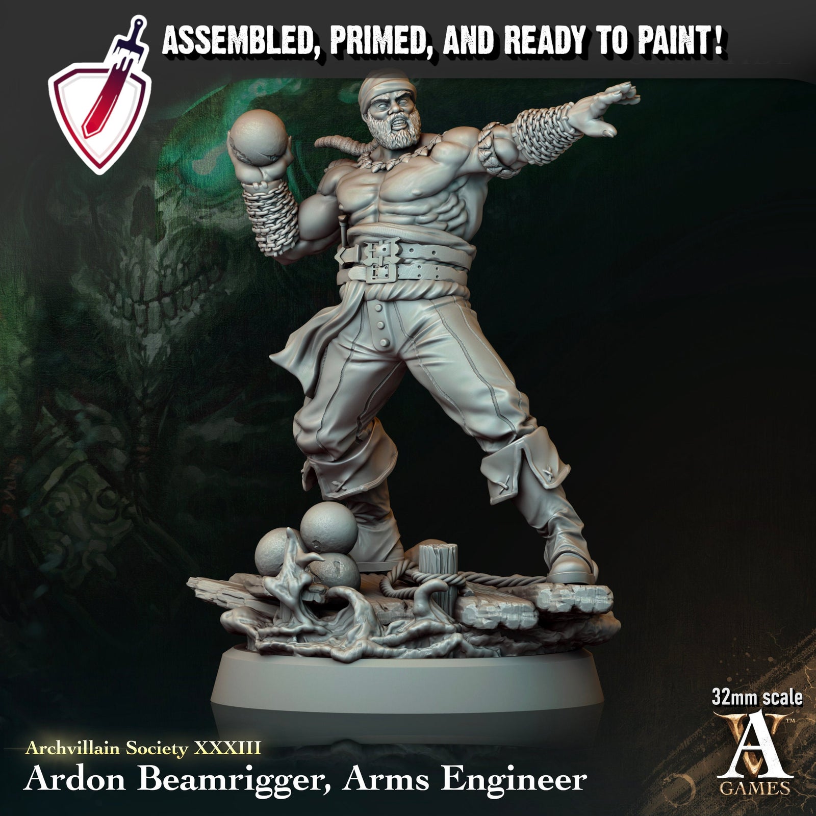 Heroes Vol. XXXIII | Miniatures by Archvillain Games | Resin Mini for Tabletop Gaming, D&D, Pathfinder, and Painting | Assembled and Primed - Brush and Battle
