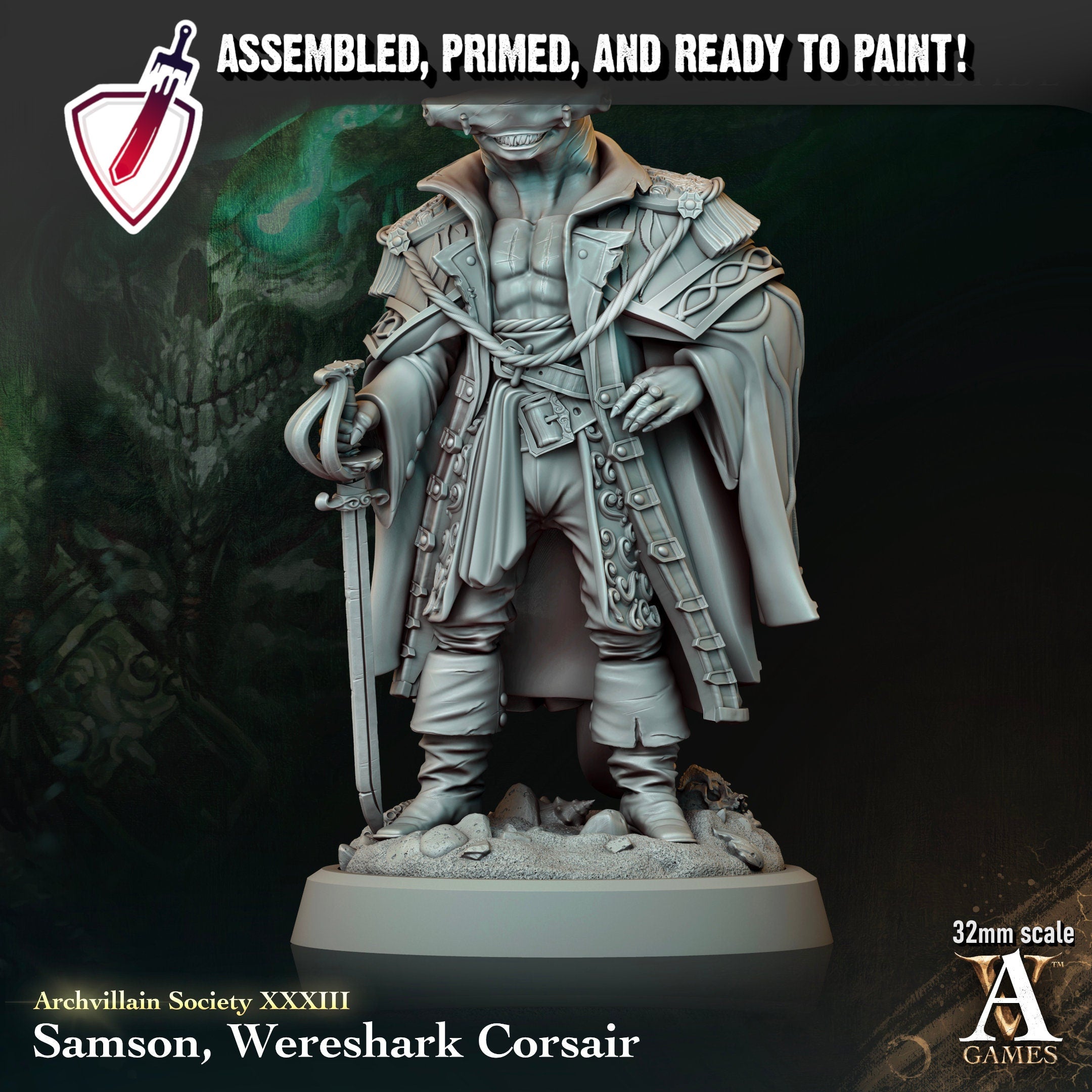 Heroes Vol. XXXIII | Miniatures by Archvillain Games | Resin Mini for Tabletop Gaming, D&D, Pathfinder, and Painting | Assembled and Primed - Brush and Battle