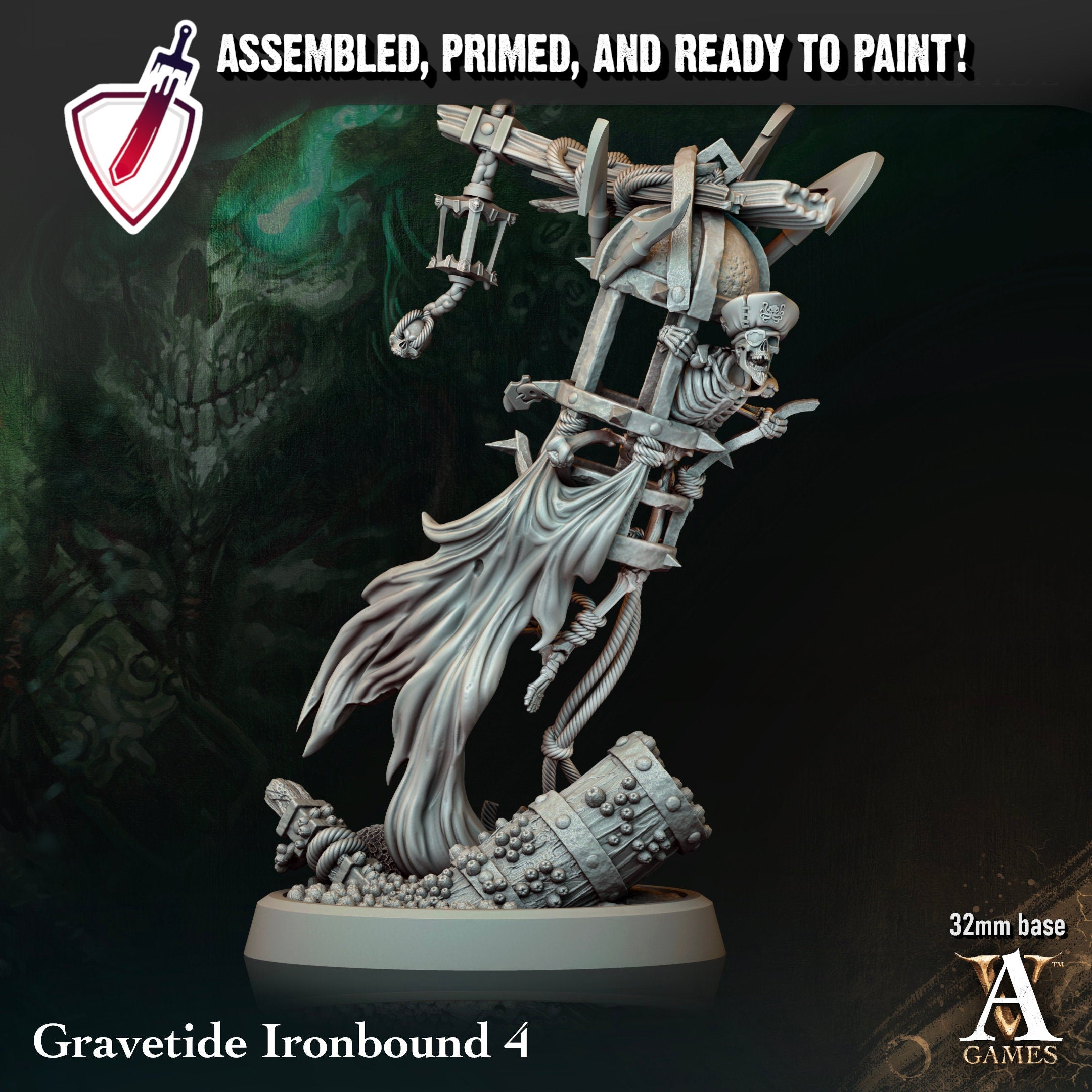 Gravetide Ironbound | Miniatures by Archvillain Games | Resin Mini for Tabletop Gaming, D&D, Pathfinder, and Painting | Assembled and Primed - Brush and Battle