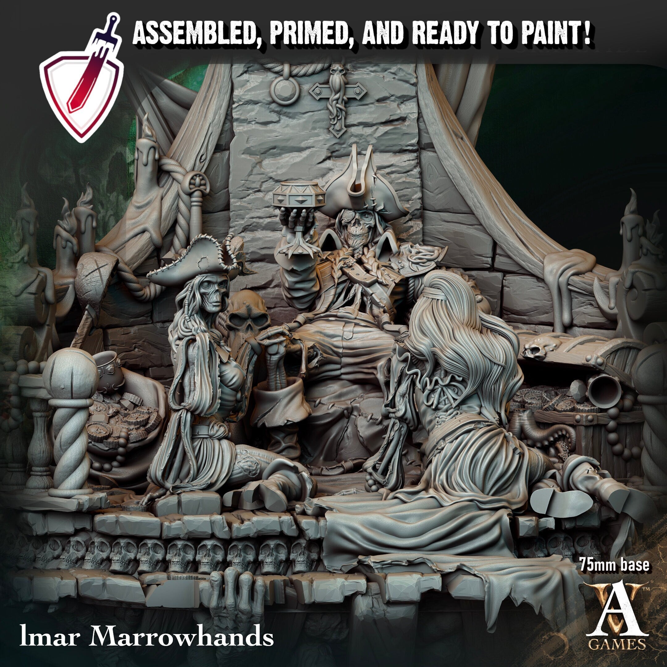 lmar Marrowhands | (Large) Miniature by Archvillain Games | Resin Mini For Tabletop Gaming, D&D, Pathfinder, Painting | Assembled and Primed - Brush and Battle