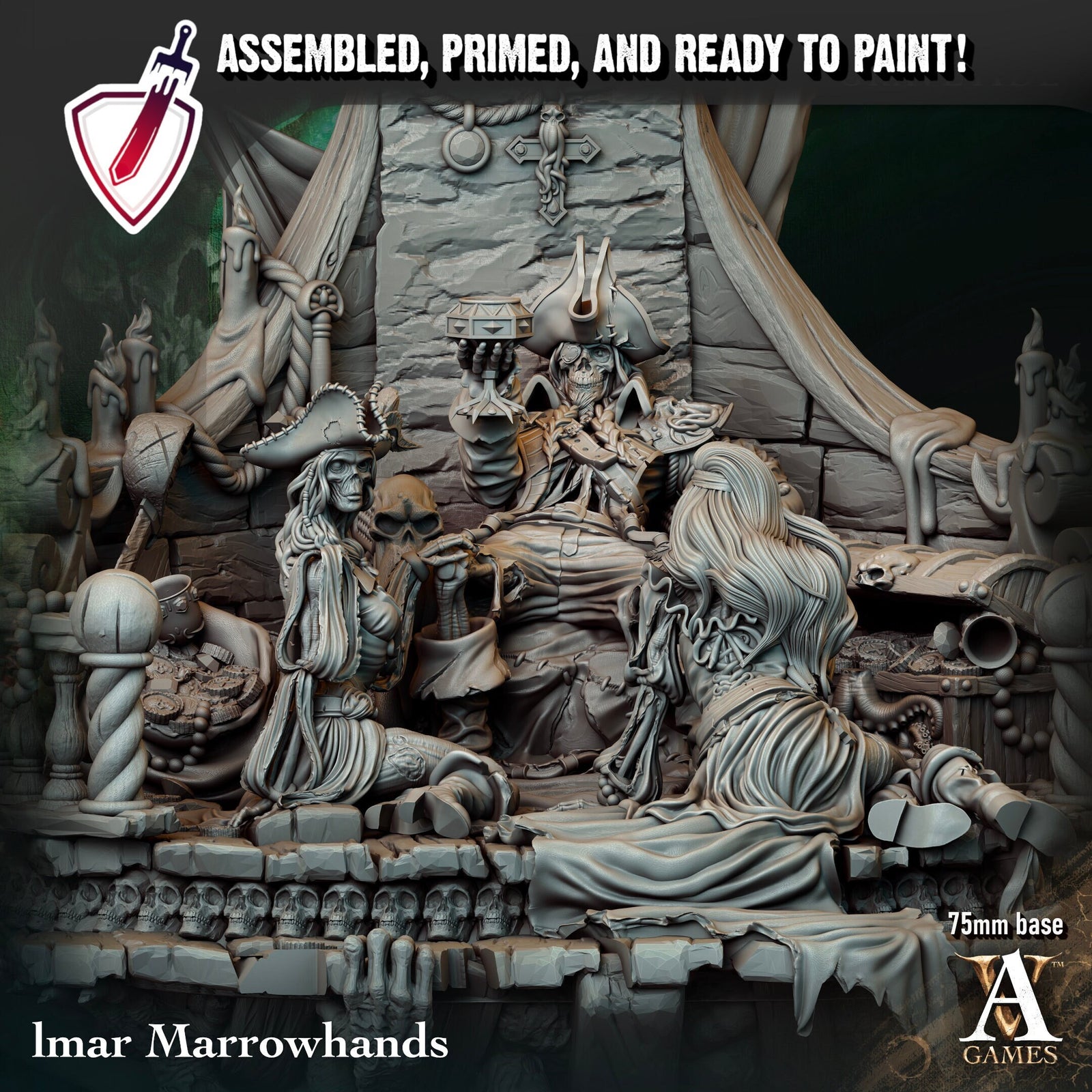 lmar Marrowhands | (Large) Miniature by Archvillain Games | Resin Mini For Tabletop Gaming, D&D, Pathfinder, Painting | Assembled and Primed - Brush and Battle