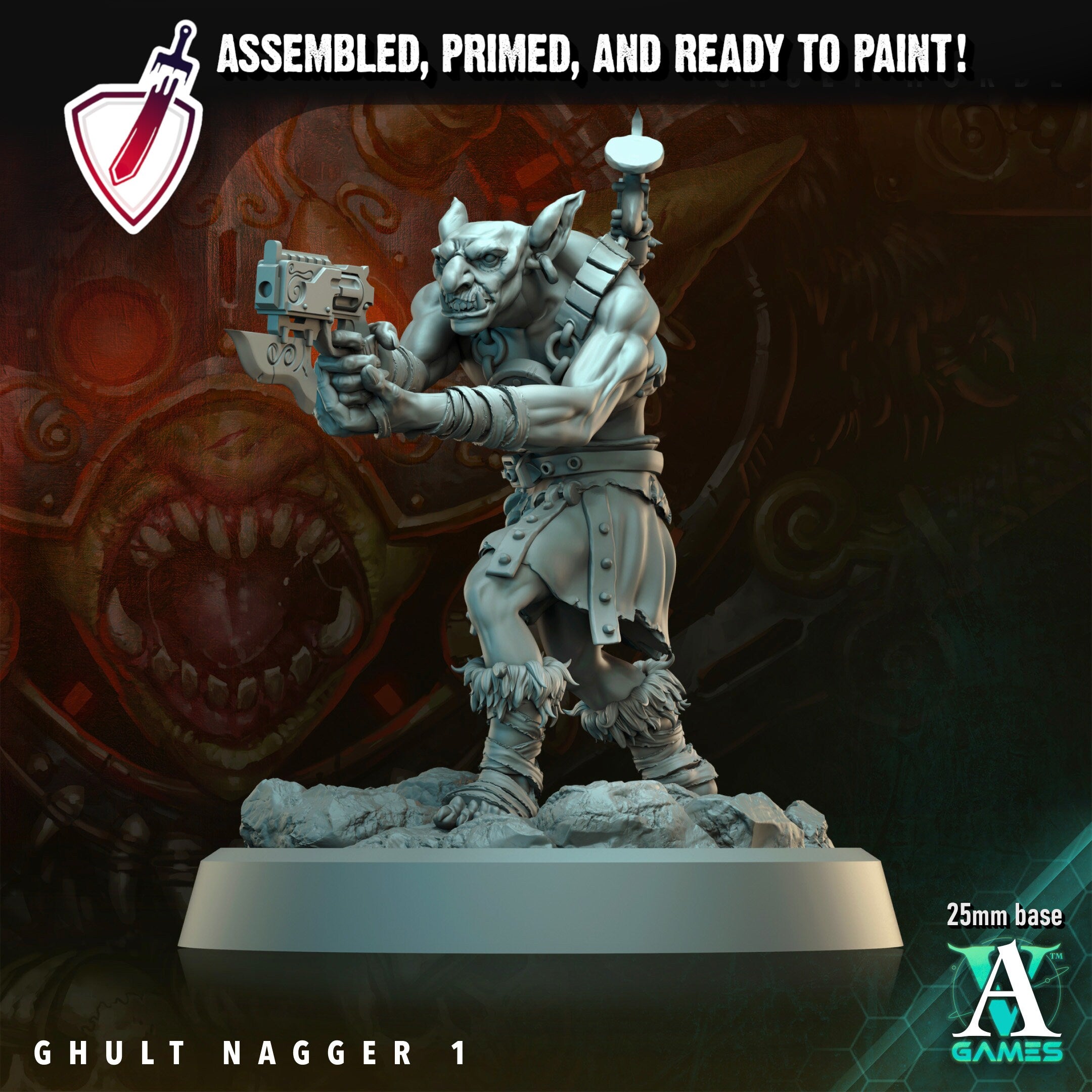 Ghult Naggers | Miniatures by Archvillain Games | Resin Mini for Tabletop Gaming, D&D, Wargaming, and Painting | Assembled and Primed - Brush and Battle
