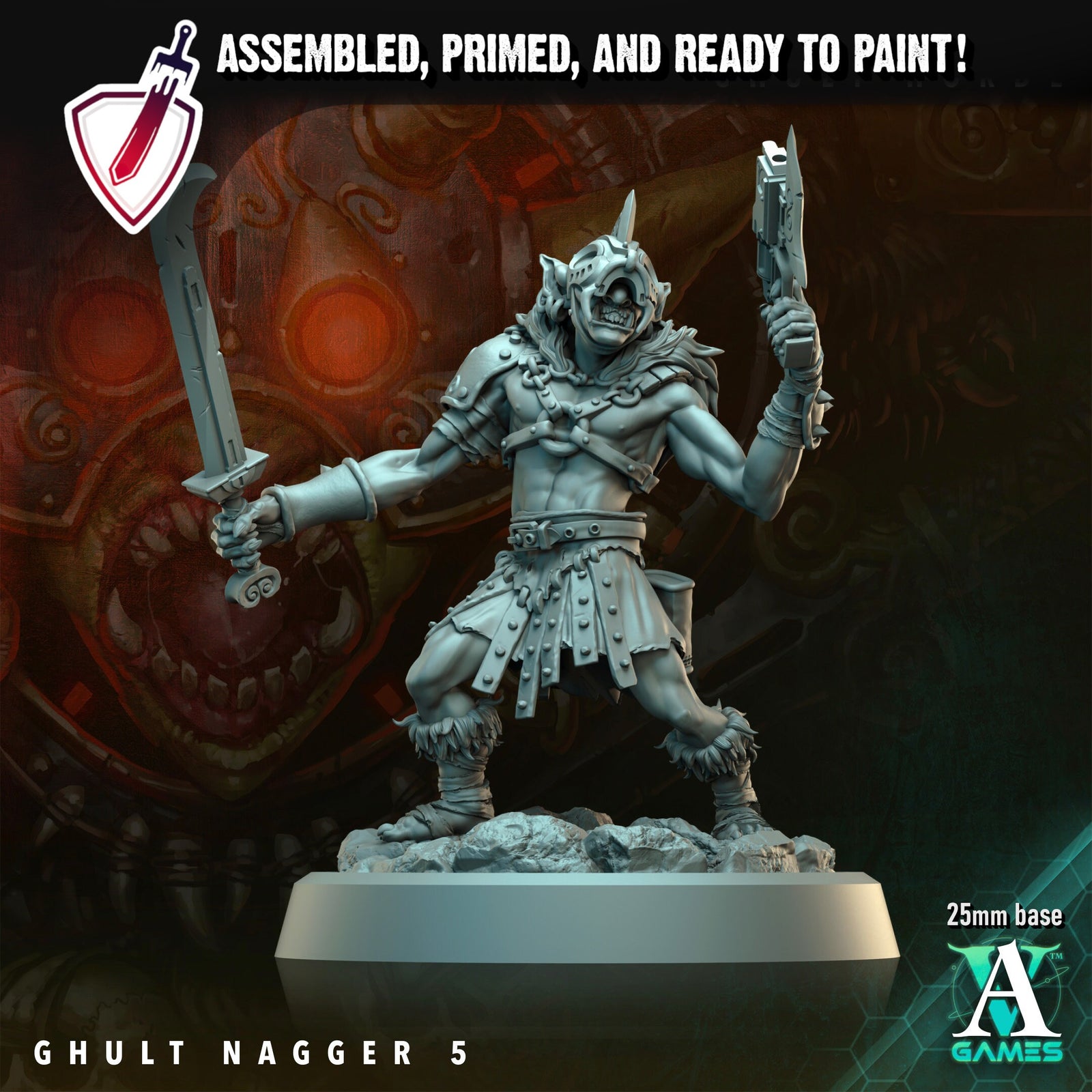 Ghult Naggers | Miniatures by Archvillain Games | Resin Mini for Tabletop Gaming, D&D, Wargaming, and Painting | Assembled and Primed - Brush and Battle