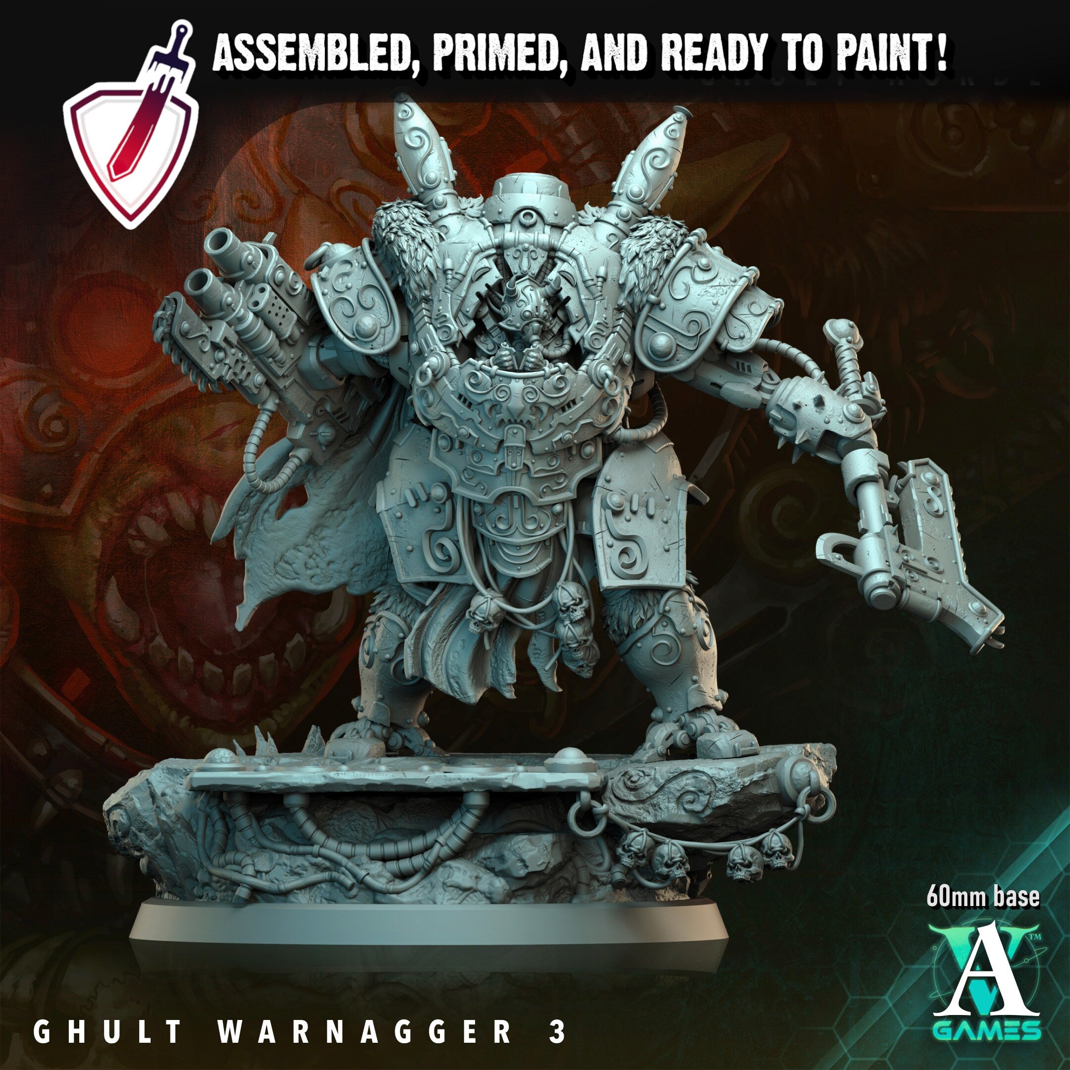 Ghult Warnagger | Miniatures by Archvillain Games | Resin Mini for Tabletop Gaming, D&D, Wargaming, and Painting | Assembled and Primed - Brush and Battle