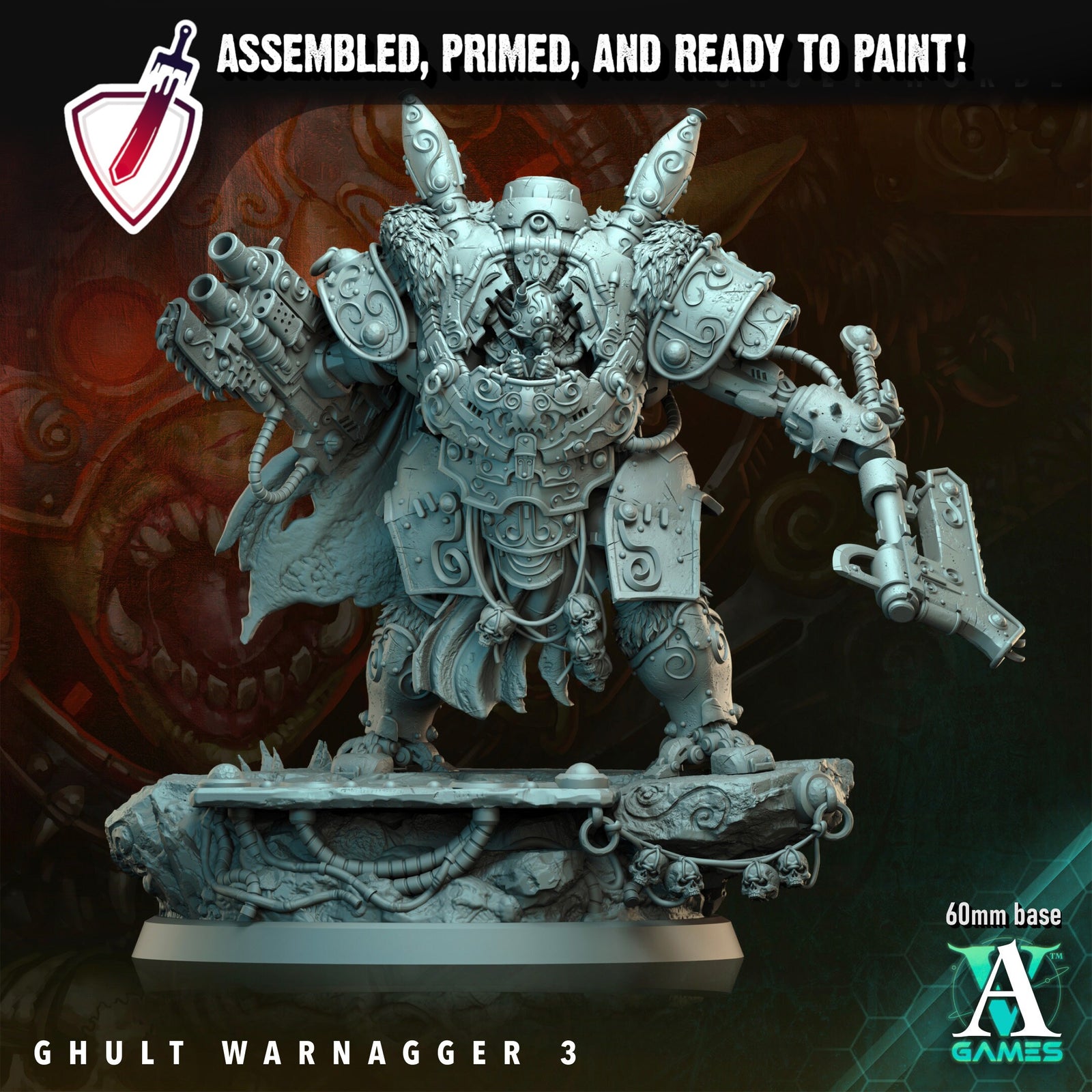 Ghult Warnagger | Miniatures by Archvillain Games | Resin Mini for Tabletop Gaming, D&D, Wargaming, and Painting | Assembled and Primed - Brush and Battle