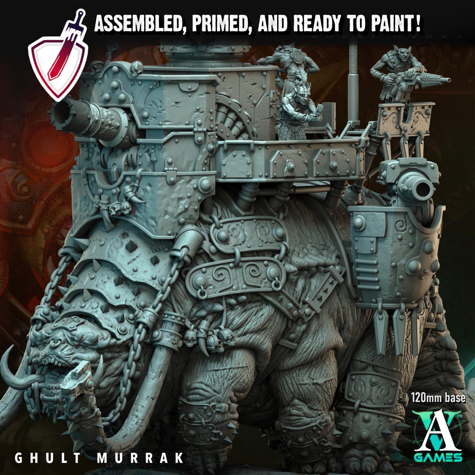 Ghult Murrak | (Massive) Miniature by Archvillain Games | Resin Mini for Tabletop Gaming, D&D, Wargaming, Painting | Assembled and Primed - Brush and Battle