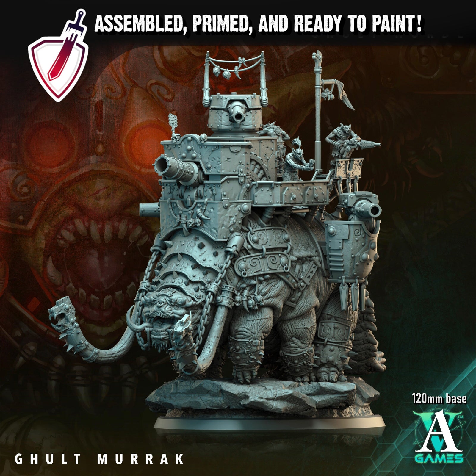 Ghult Murrak | (Massive) Miniature by Archvillain Games | Resin Mini for Tabletop Gaming, D&D, Wargaming, Painting | Assembled and Primed - Brush and Battle