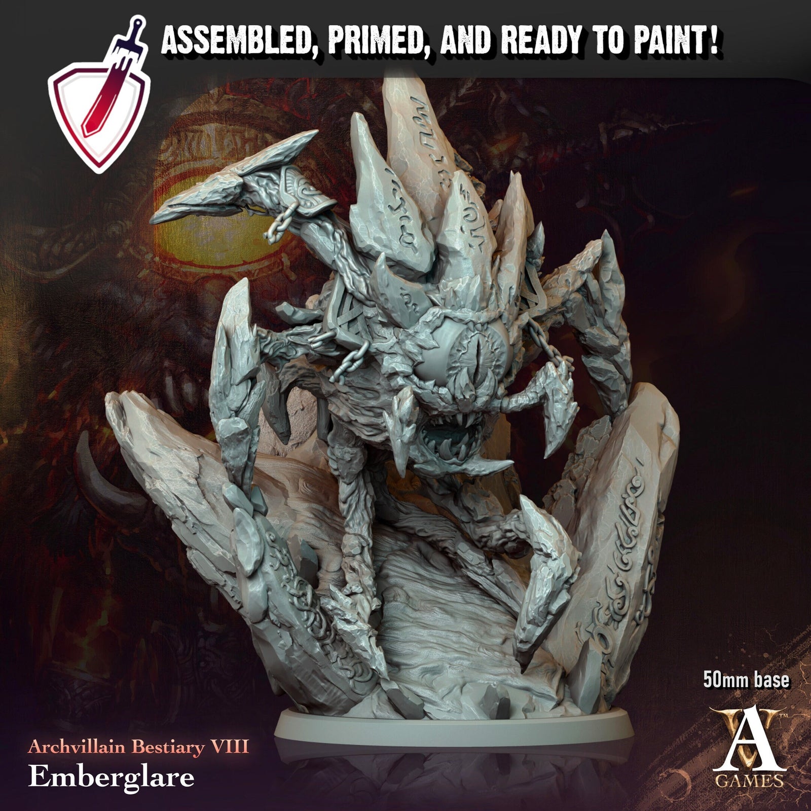 Emberglare | (Large) Miniature by Archvillain Games | Resin Mini For Tabletop Gaming, D&D, Pathfinder, Painting | Assembled and Primed - Brush and Battle