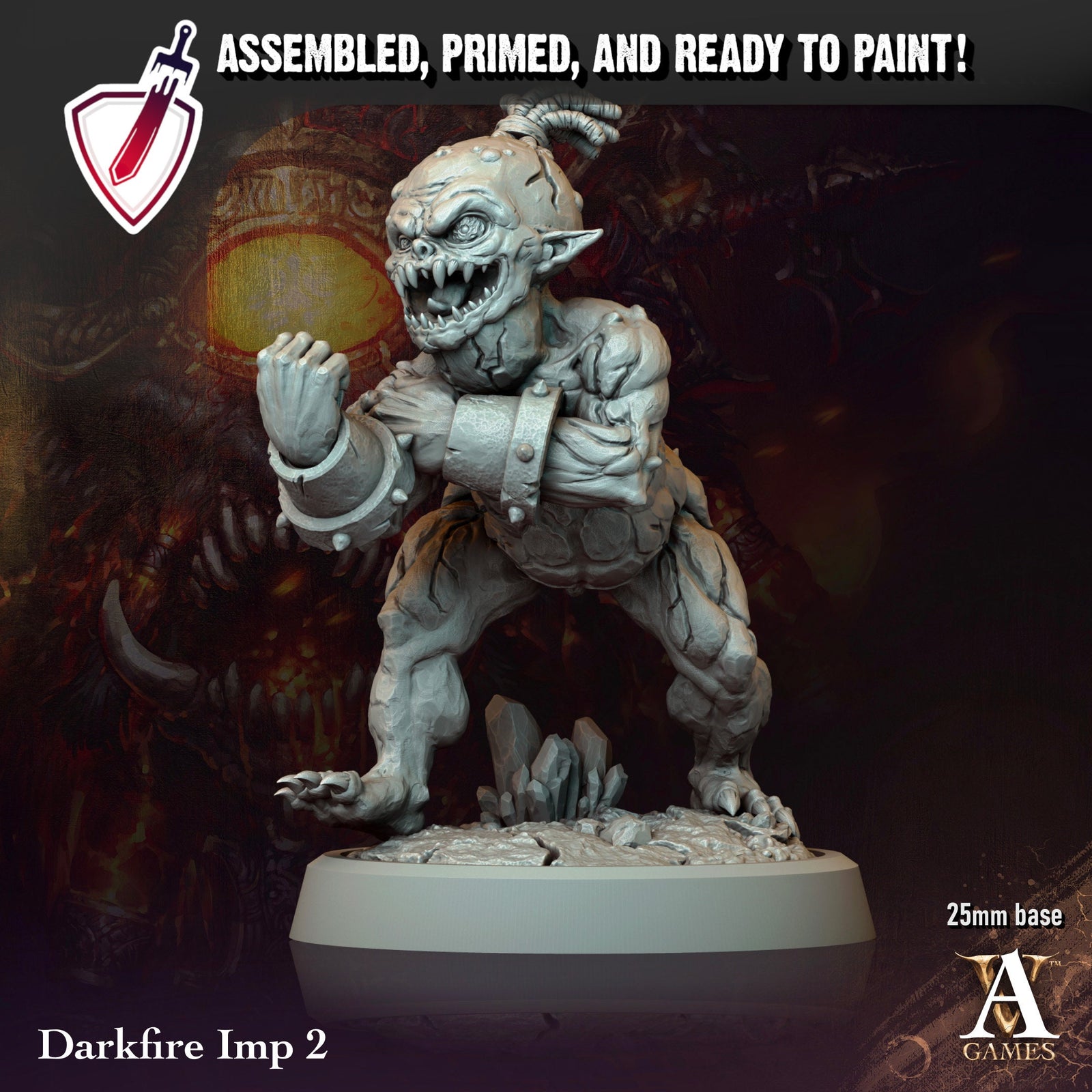 Darkfire Imps | Miniatures by Archvillain Games | Resin Mini for Tabletop Gaming, D&D, Pathfinder, and Painting | Assembled and Primed - Brush and Battle