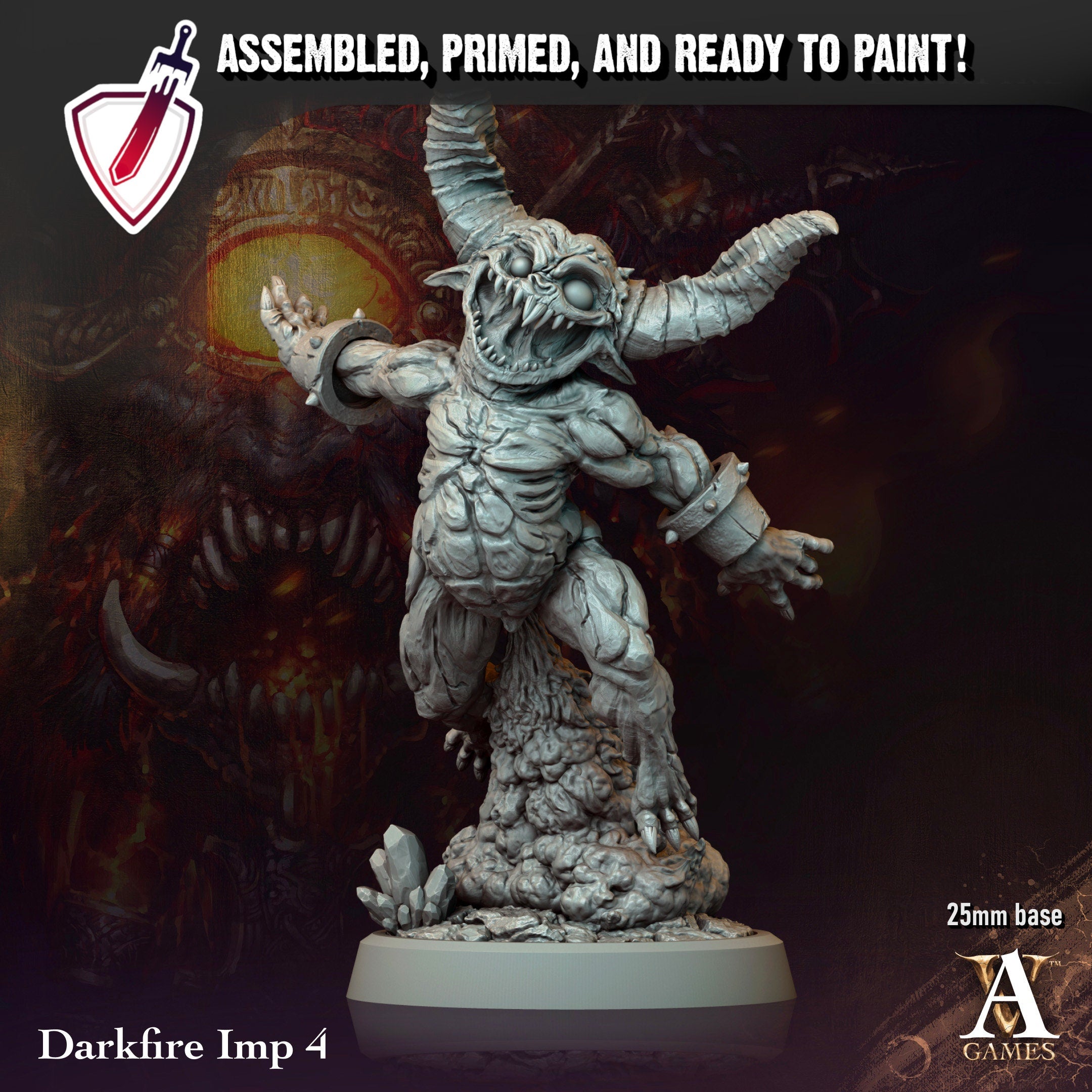 Darkfire Imps | Miniatures by Archvillain Games | Resin Mini for Tabletop Gaming, D&D, Pathfinder, and Painting | Assembled and Primed - Brush and Battle