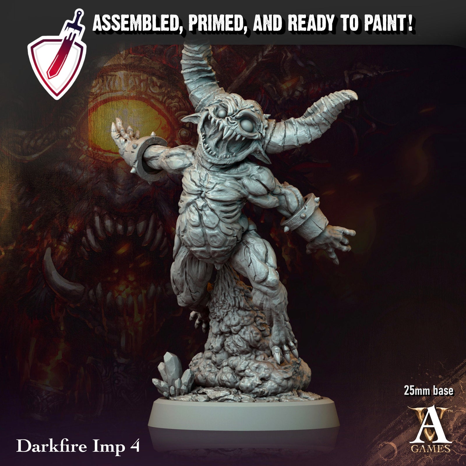 Darkfire Imps | Miniatures by Archvillain Games | Resin Mini for Tabletop Gaming, D&D, Pathfinder, and Painting | Assembled and Primed - Brush and Battle