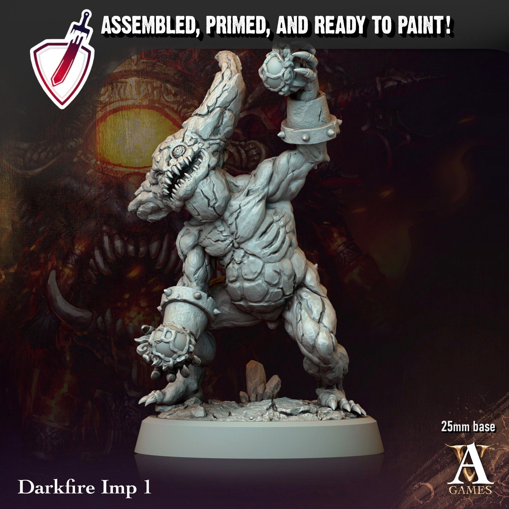 Darkfire Imps | Miniatures by Archvillain Games | Resin Mini for Tabletop Gaming, D&D, Pathfinder, and Painting | Assembled and Primed - Brush and Battle