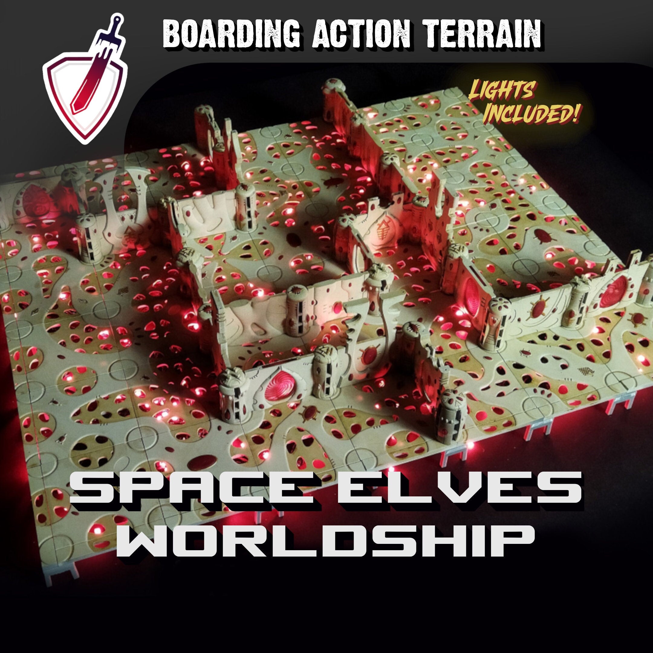 Killteam & Boarding Action Terrain | Space Elves Worldship | Light Kit Included | 221 Pieces! - Brush and Battle