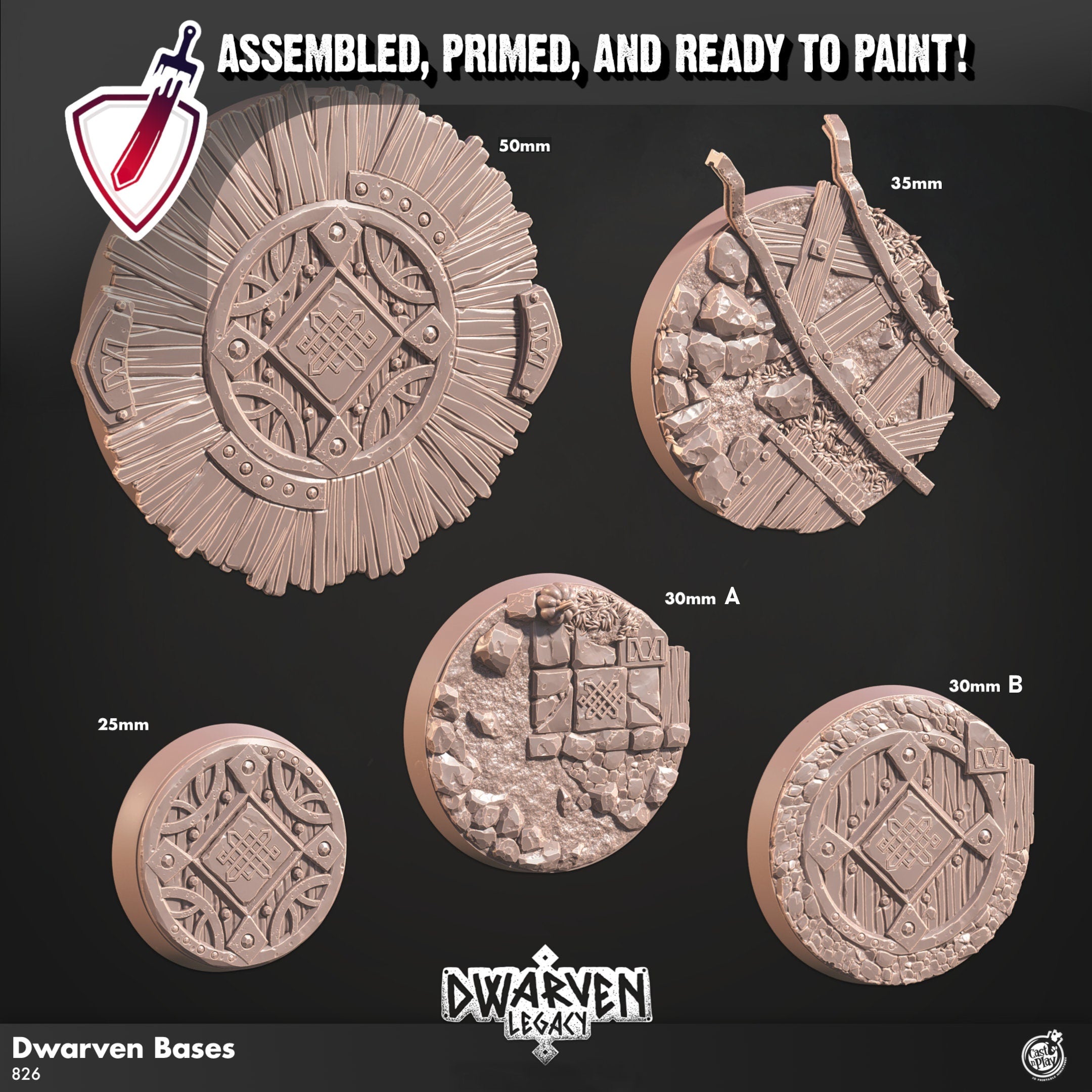 Dwarven Deepvein Delver | Miniatures by Cast n Play | Resin Mini For Tabletop Gaming, D&D, Pathfinder, Painting | Assembled and Primed - Brush and Battle