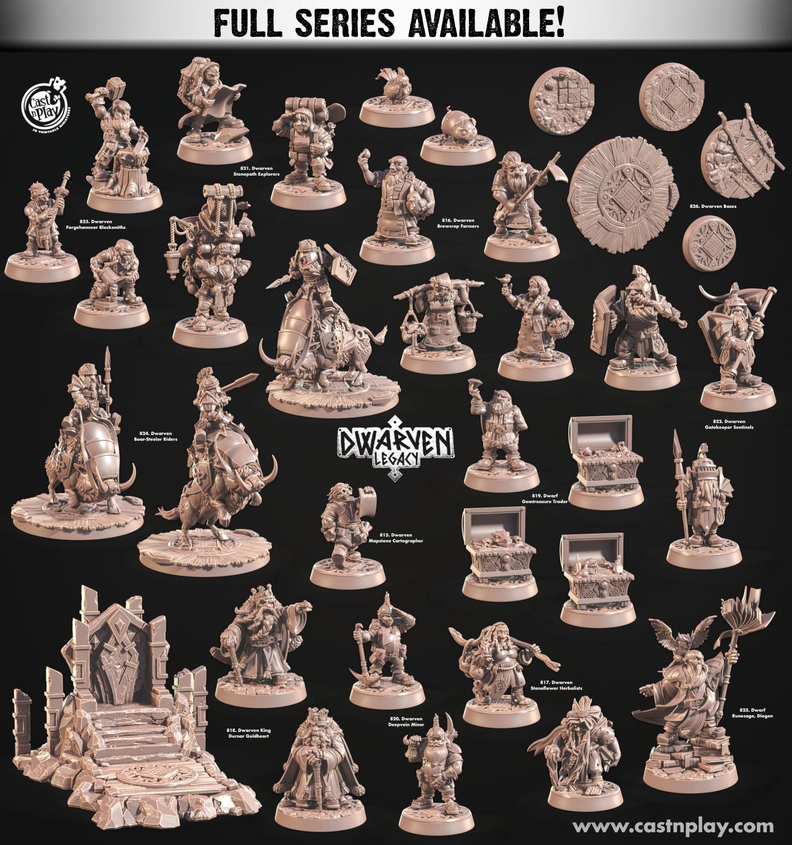Dwarven Boar-Steeler Riders | Miniatures by Cast n Play | Resin Mini For Tabletop Gaming, D&D, Pathfinder, Painting | Assembled and Primed - Brush and Battle