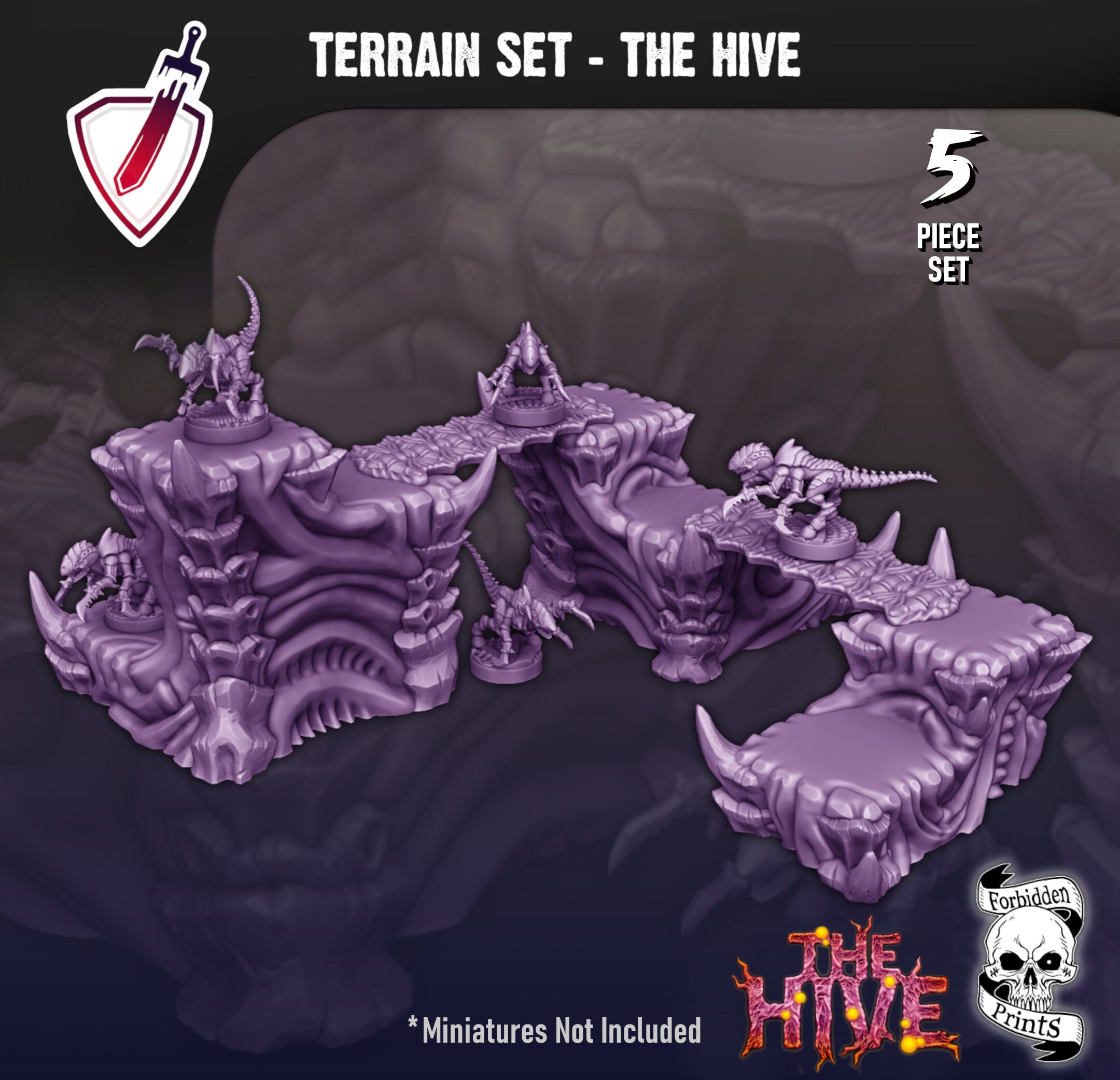 The Hive | Tabletop Terrain Platform Set | By Forbidden Prints | Alien Bug Planet Themed Terrain Great for Any 28mm or 32mm Tabletop Wargame - Brush and Battle