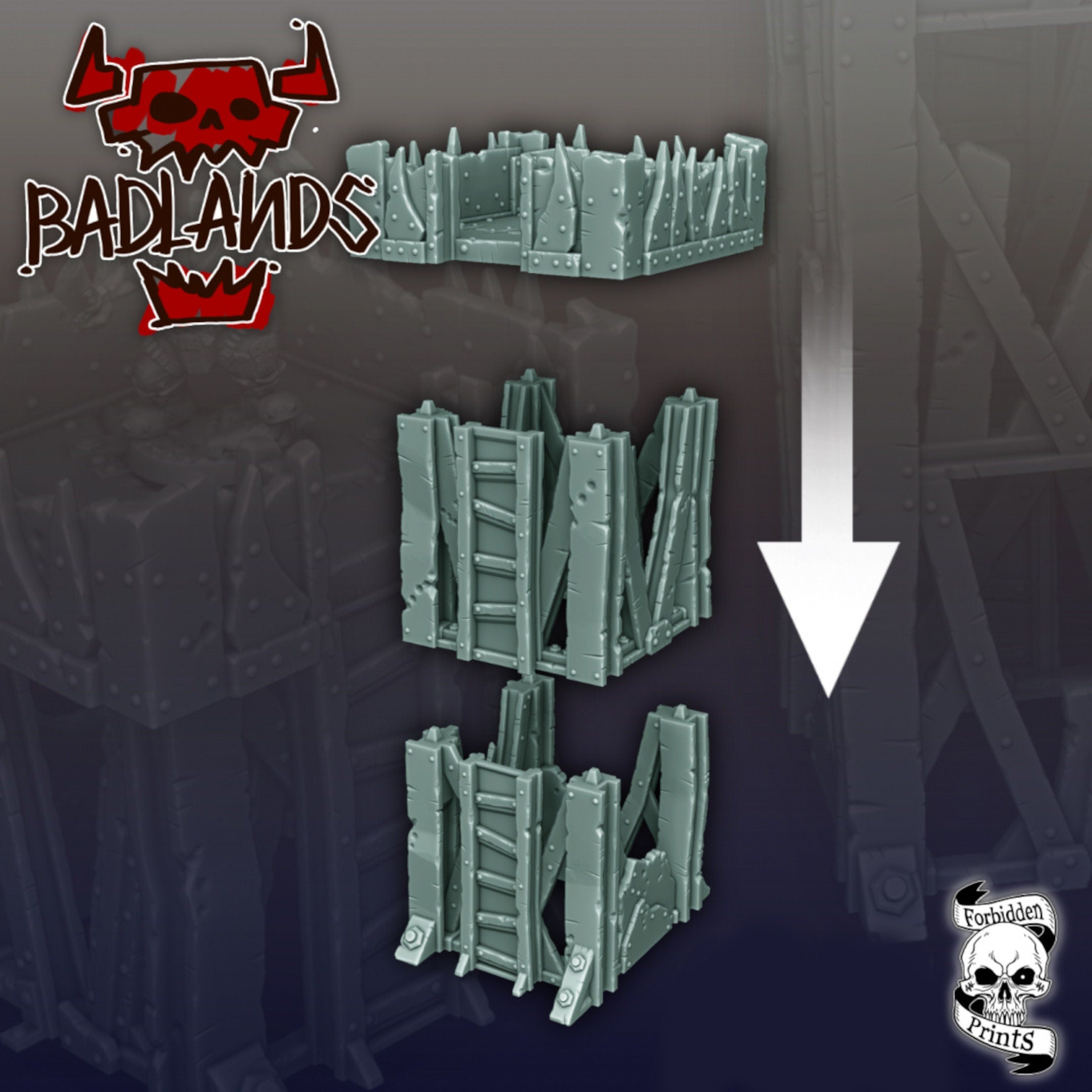 Badlands Guard Towers | Tabletop Terrain Set | By Forbidden Prints | Orc Scrap Themed Bundle Great for Any 28mm or 32mm Tabletop Wargame! - Brush and Battle