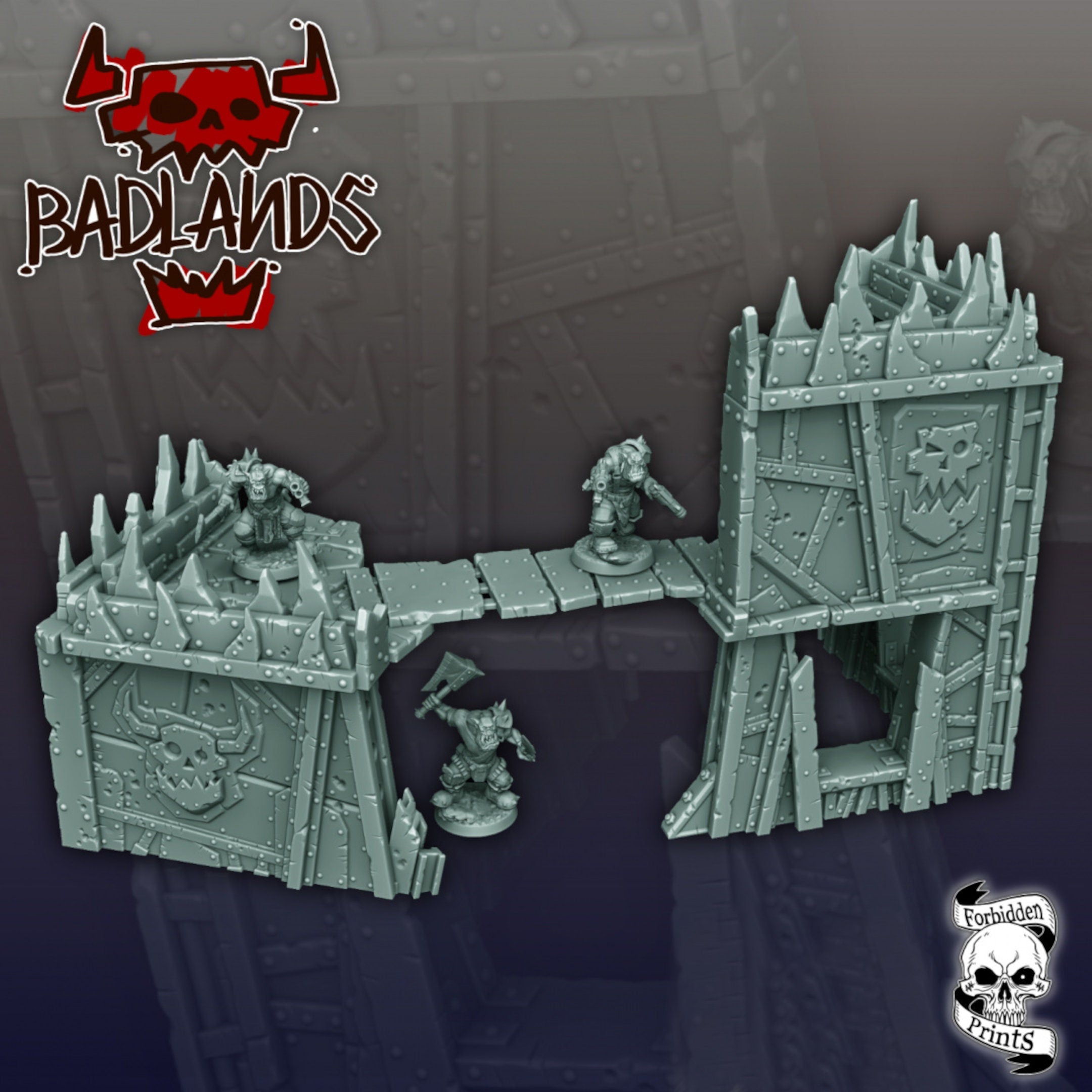 Badlands Orc Base | Tabletop Terrain Set | By Forbidden Prints | Orc Scrap Themed Bundle Great for Any 28mm or 32mm Tabletop Wargame! - Brush and Battle