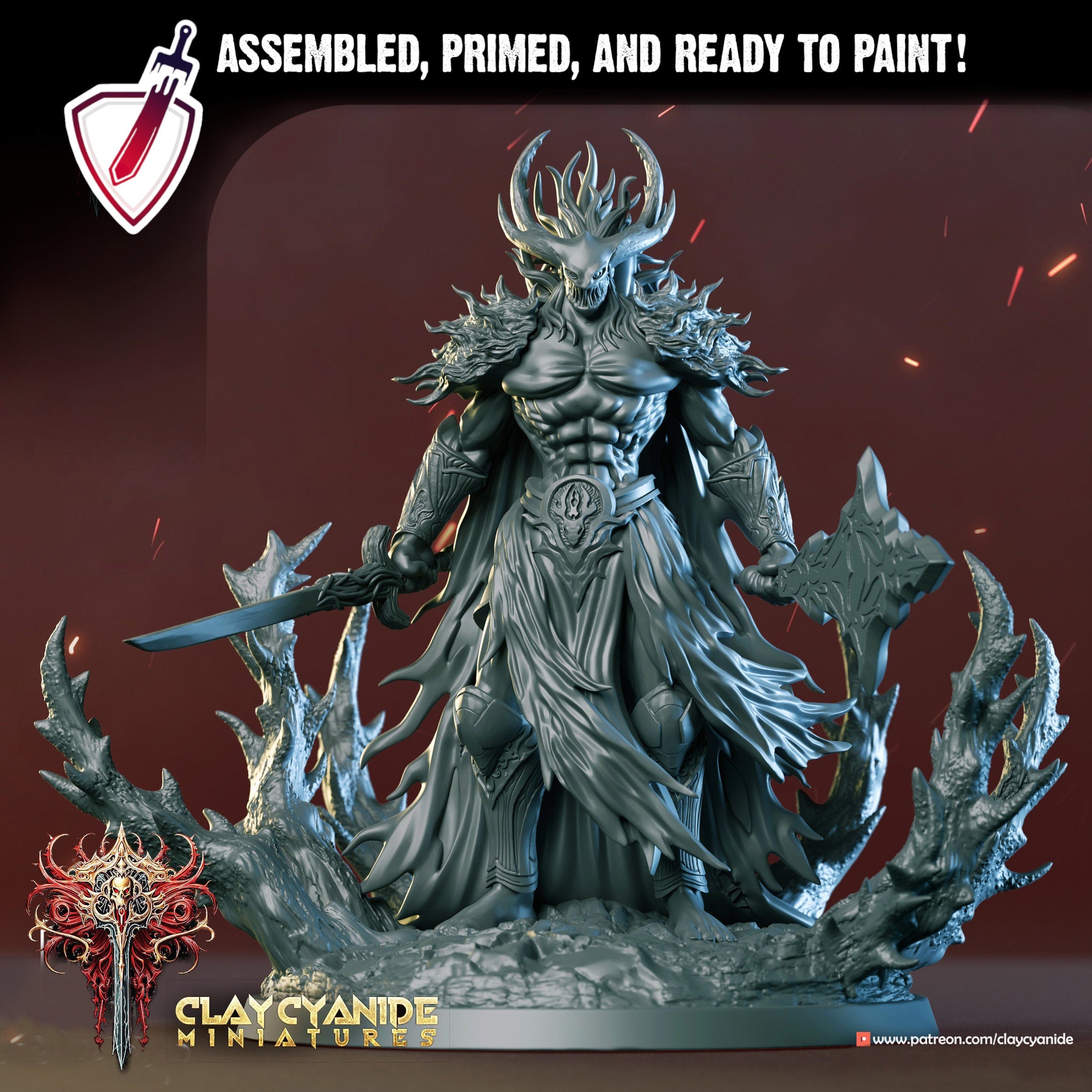 Morghulis the Marauder | Miniature by Clay Cyanide | Resin Mini For Tabletop Gaming, D&D, Pathfinder, and Painting | Assembled and Primed - Brush and Battle
