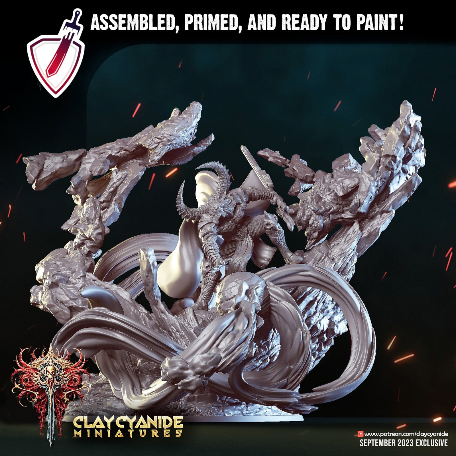 Chernobog | (Massive) Miniature by Clay Cyanide | Resin Mini For Tabletop Gaming, D&D, Pathfinder, and Painting | Assembled and Primed - Brush and Battle