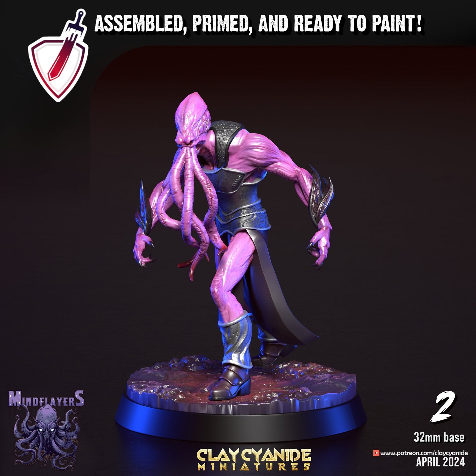 Mindflayers | Miniatures by Clay Cyanide | Resin Mini For Tabletop Gaming, D&D, Pathfinder, and Painting | Assembled and Primed - Brush and Battle