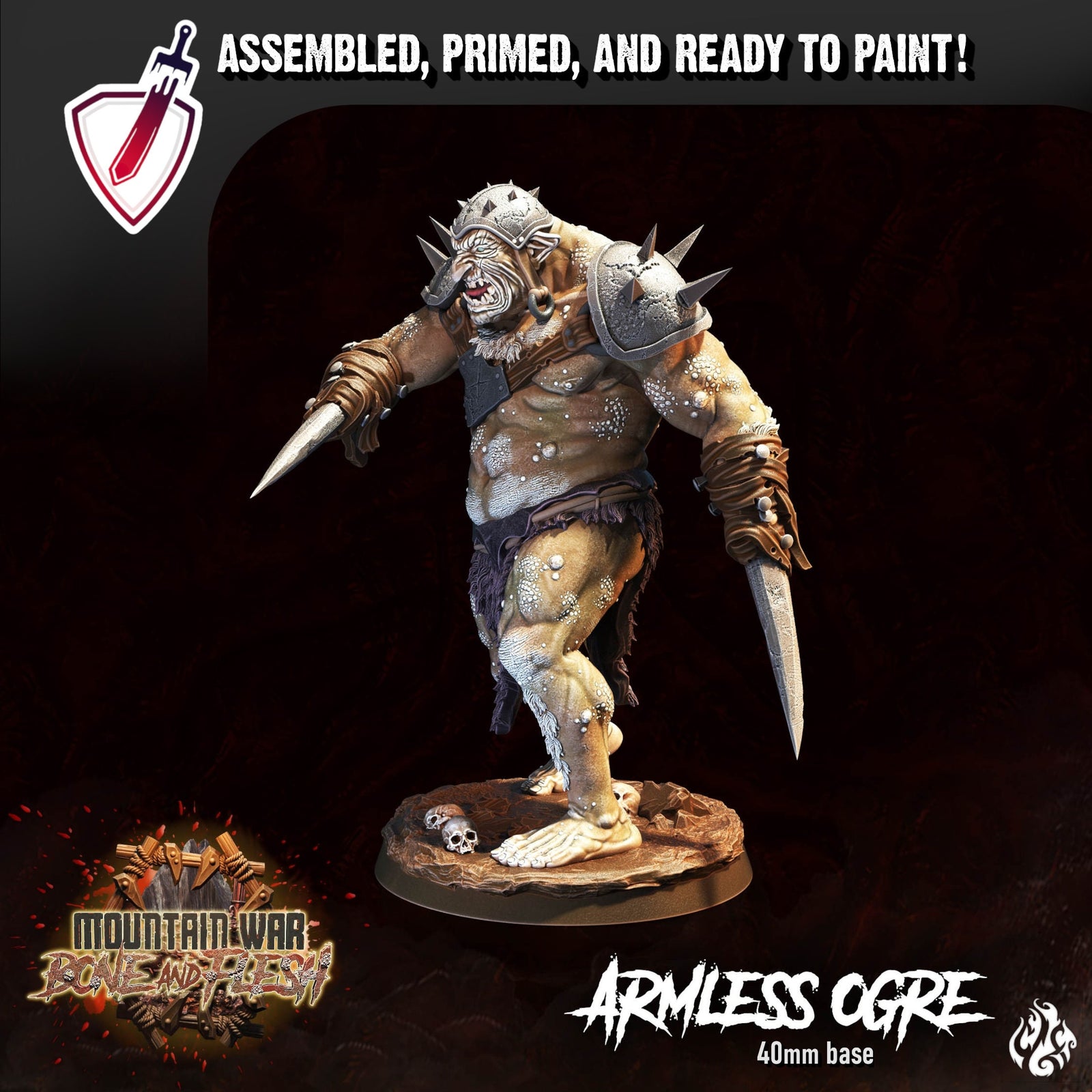 Armless Ogre | Miniature by Crippled God Foundry | Resin Mini For Tabletop Gaming, D&D, Pathfinder, and Painting | Assembled and Primed - Brush and Battle