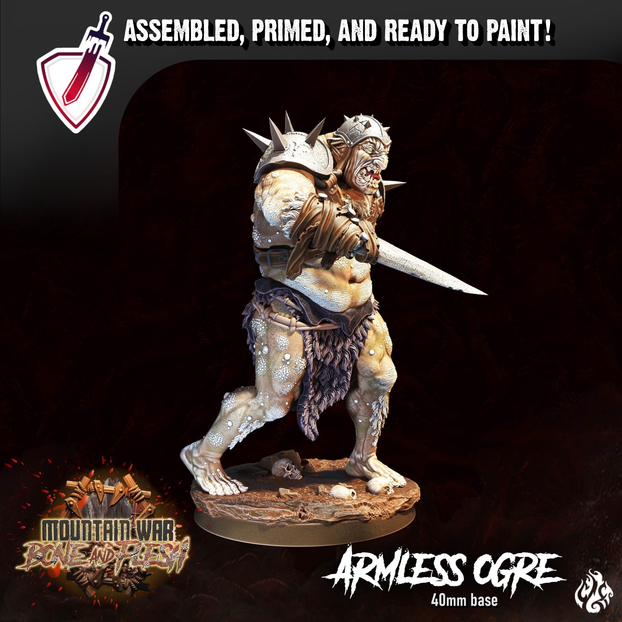 Armless Ogre | Miniature by Crippled God Foundry | Resin Mini For Tabletop Gaming, D&D, Pathfinder, and Painting | Assembled and Primed - Brush and Battle