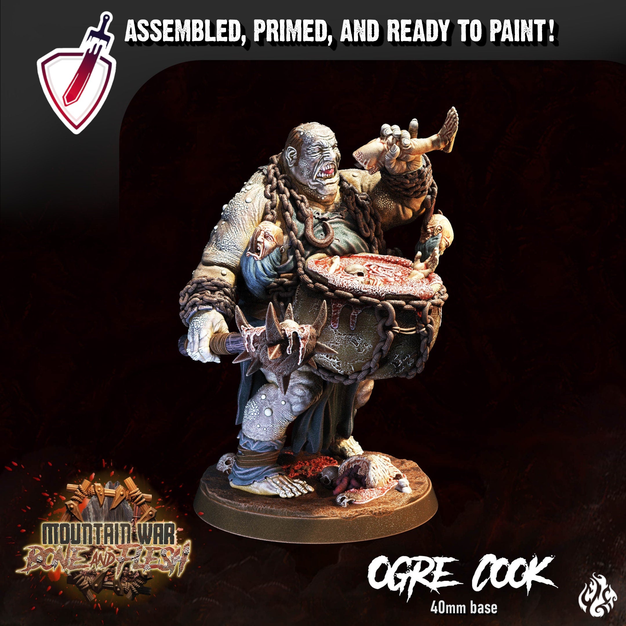 Ogre Cook | Miniature by Crippled God Foundry | Resin Mini For Tabletop Gaming, D&D, Pathfinder, and Painting | Assembled and Primed - Brush and Battle