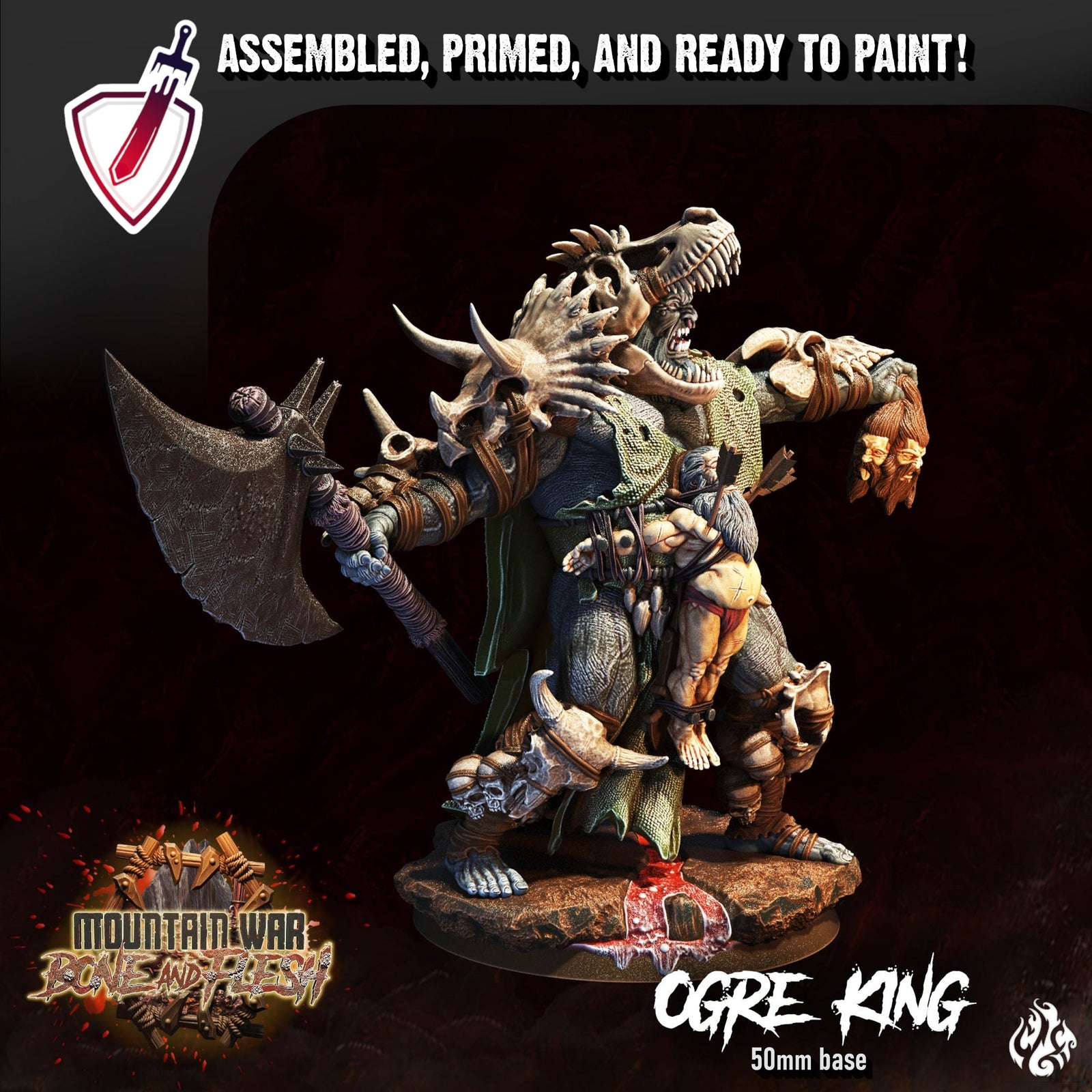Ogre King | Miniature by Crippled God Foundry | Resin Mini For Tabletop Gaming, D&D, Pathfinder, and Painting | Assembled and Primed - Brush and Battle