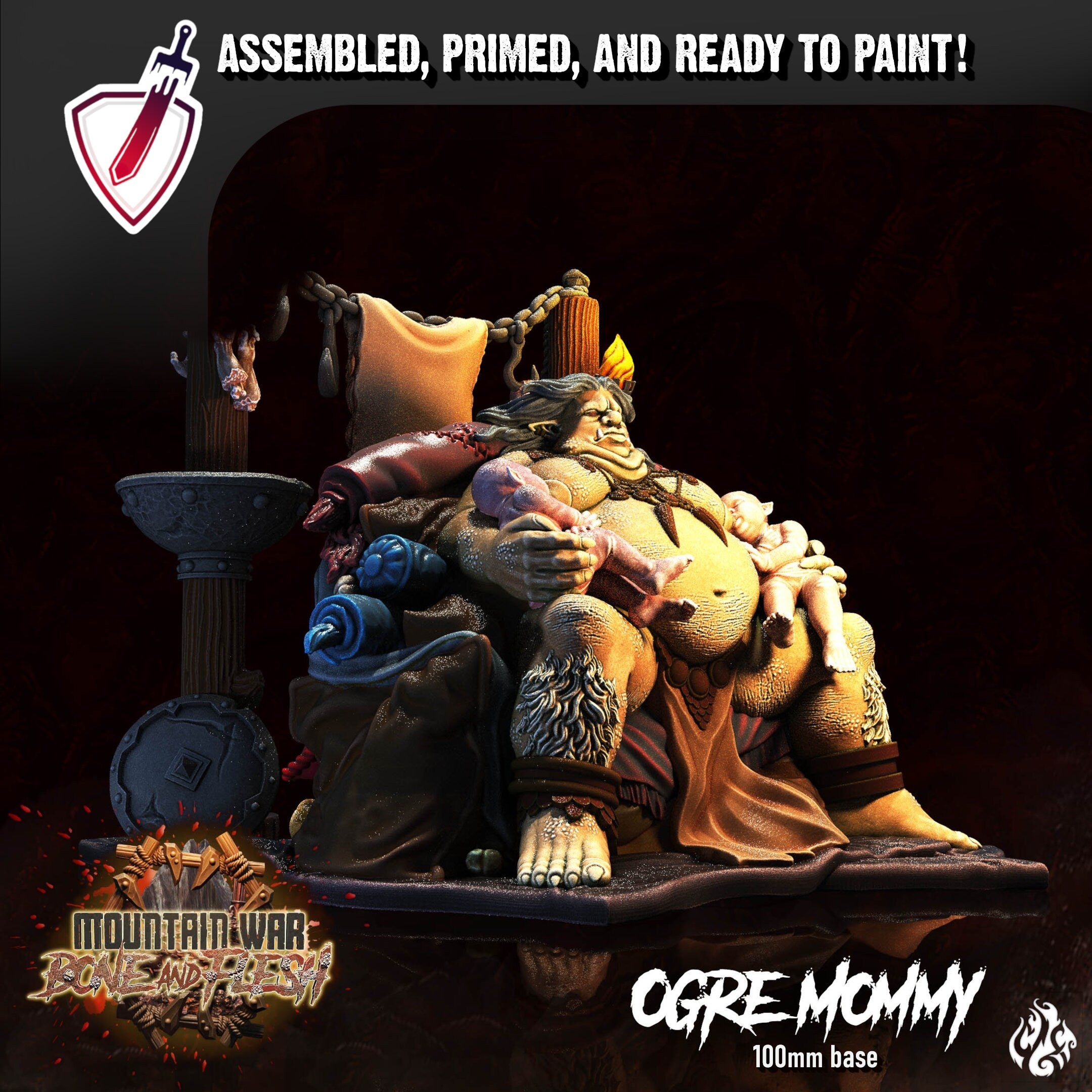 Ogre Mommy | Miniature by Crippled God Foundry | Resin Mini For Tabletop Gaming, D&D, Pathfinder, and Painting | Assembled and Primed - Brush and Battle