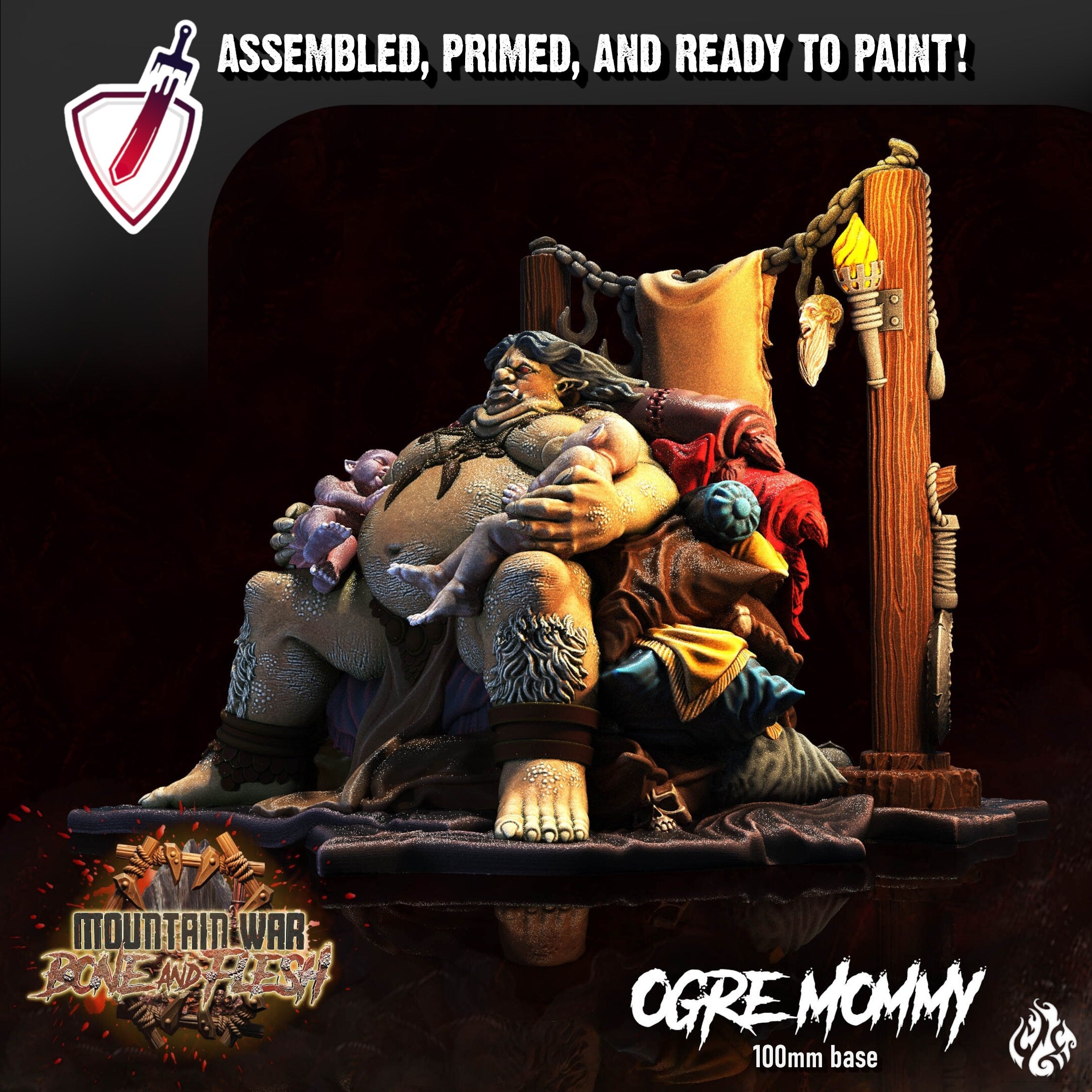 Ogre Mommy | Miniature by Crippled God Foundry | Resin Mini For Tabletop Gaming, D&D, Pathfinder, and Painting | Assembled and Primed - Brush and Battle