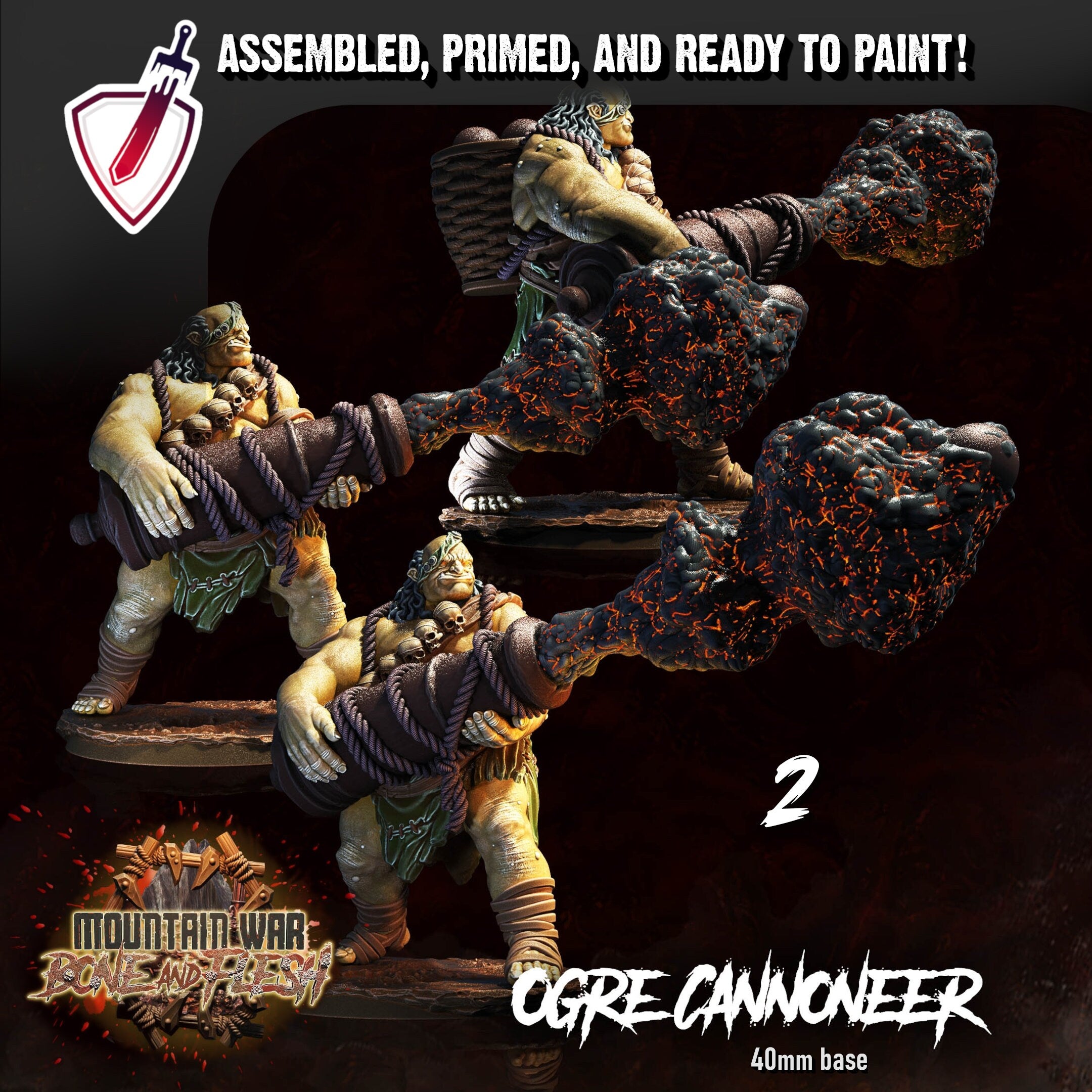 Ogre Cannoneers | Miniatures by Crippled God Foundry | Resin Mini For Tabletop Gaming, D&D, Pathfinder, and Painting | Assembled and Primed - Brush and Battle