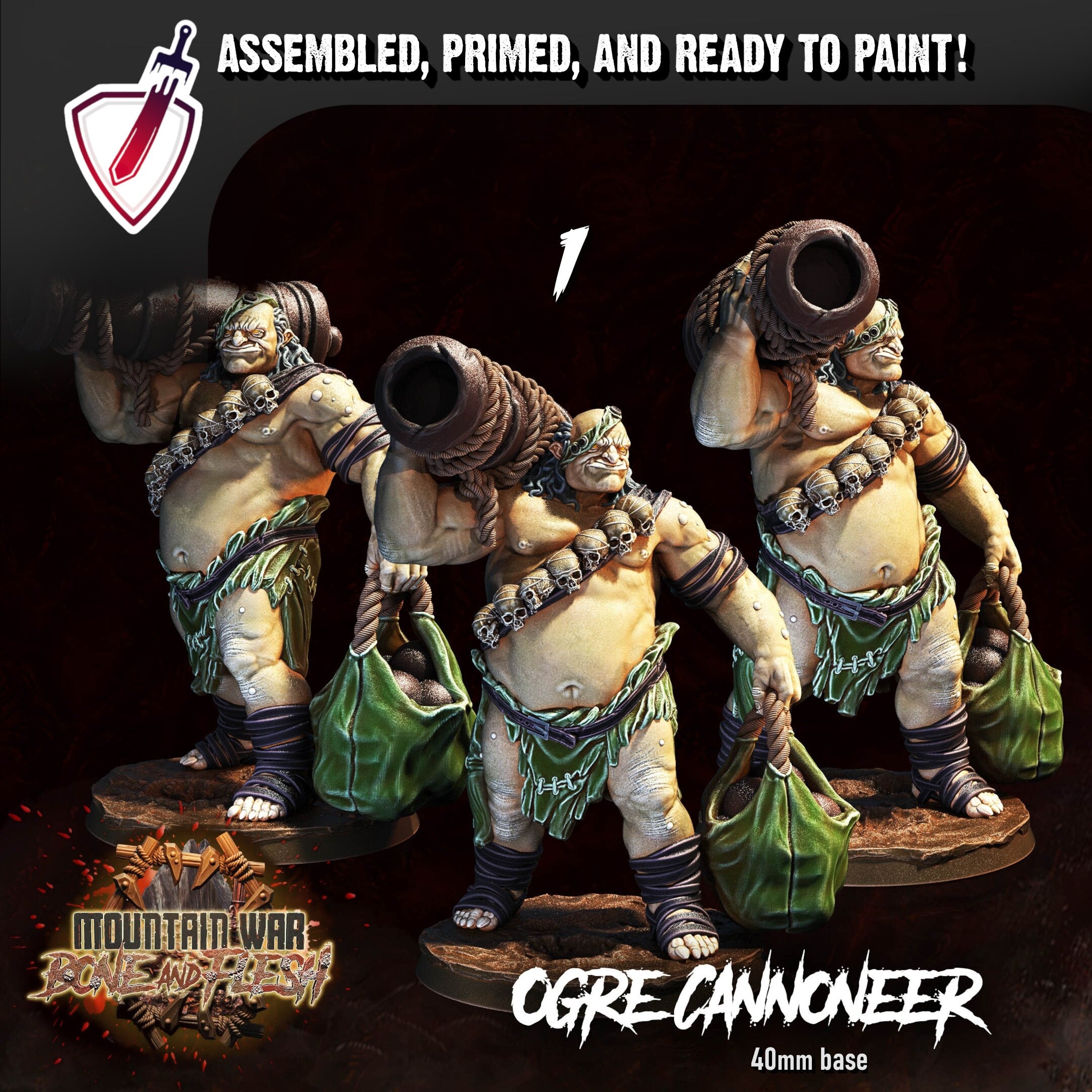 Ogre Cannoneers | Miniatures by Crippled God Foundry | Resin Mini For Tabletop Gaming, D&D, Pathfinder, and Painting | Assembled and Primed - Brush and Battle