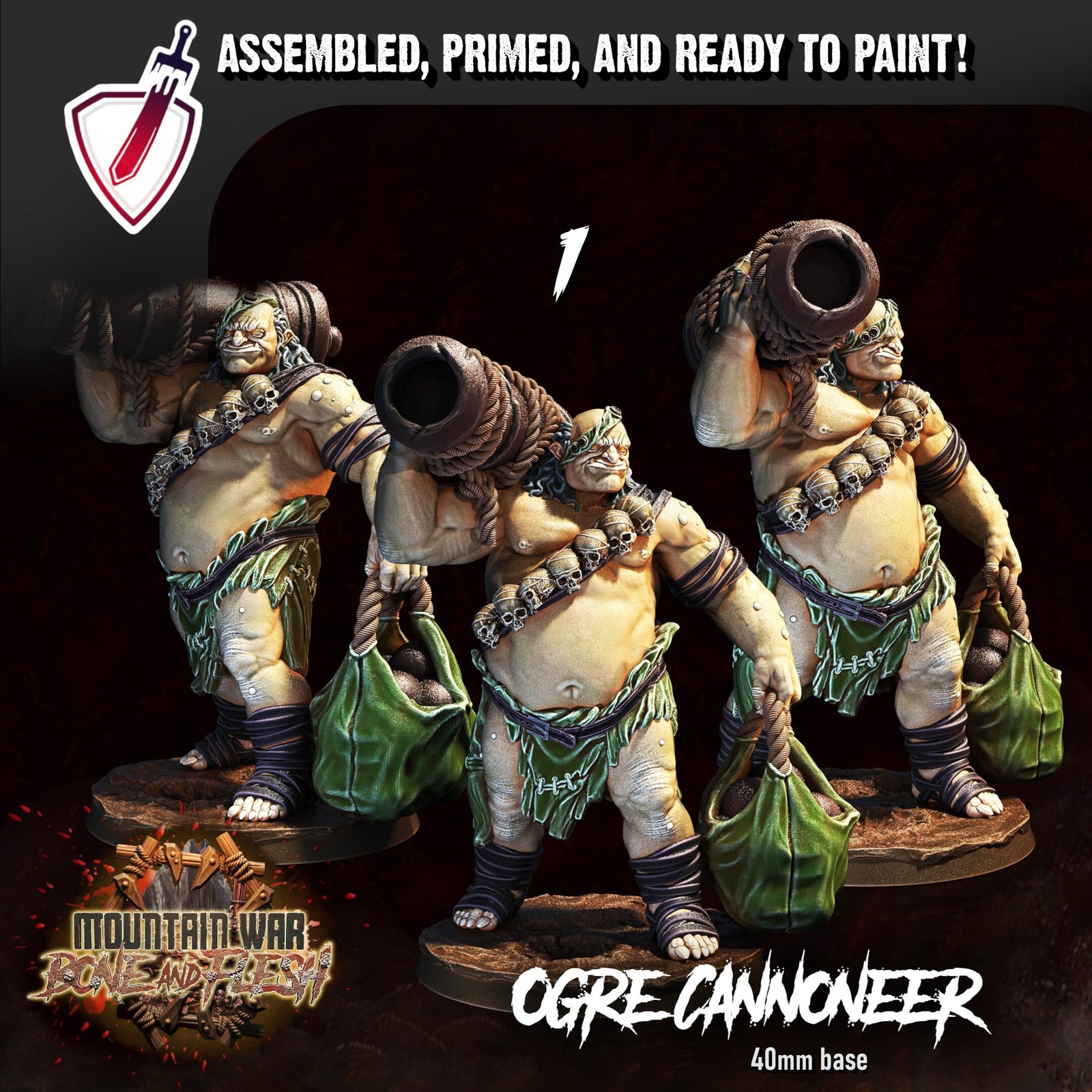 Ogre Cannoneers | Miniatures by Crippled God Foundry | Resin Mini For Tabletop Gaming, D&D, Pathfinder, and Painting | Assembled and Primed - Brush and Battle