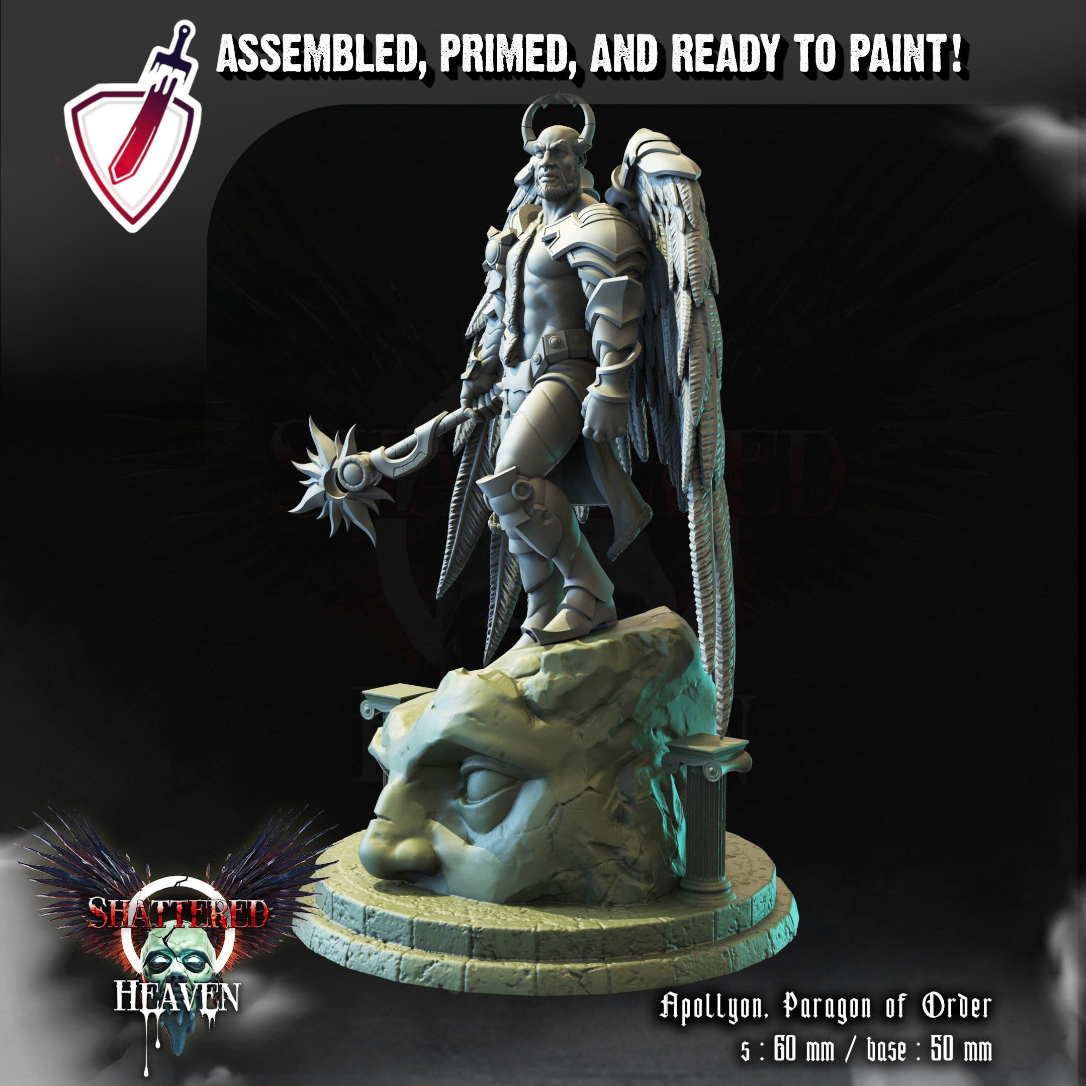 Apollyon | Miniature by Crippled God Foundry | Resin Mini For Tabletop Gaming, D&D, Pathfinder, and Painting | Assembled and Primed - Brush and Battle