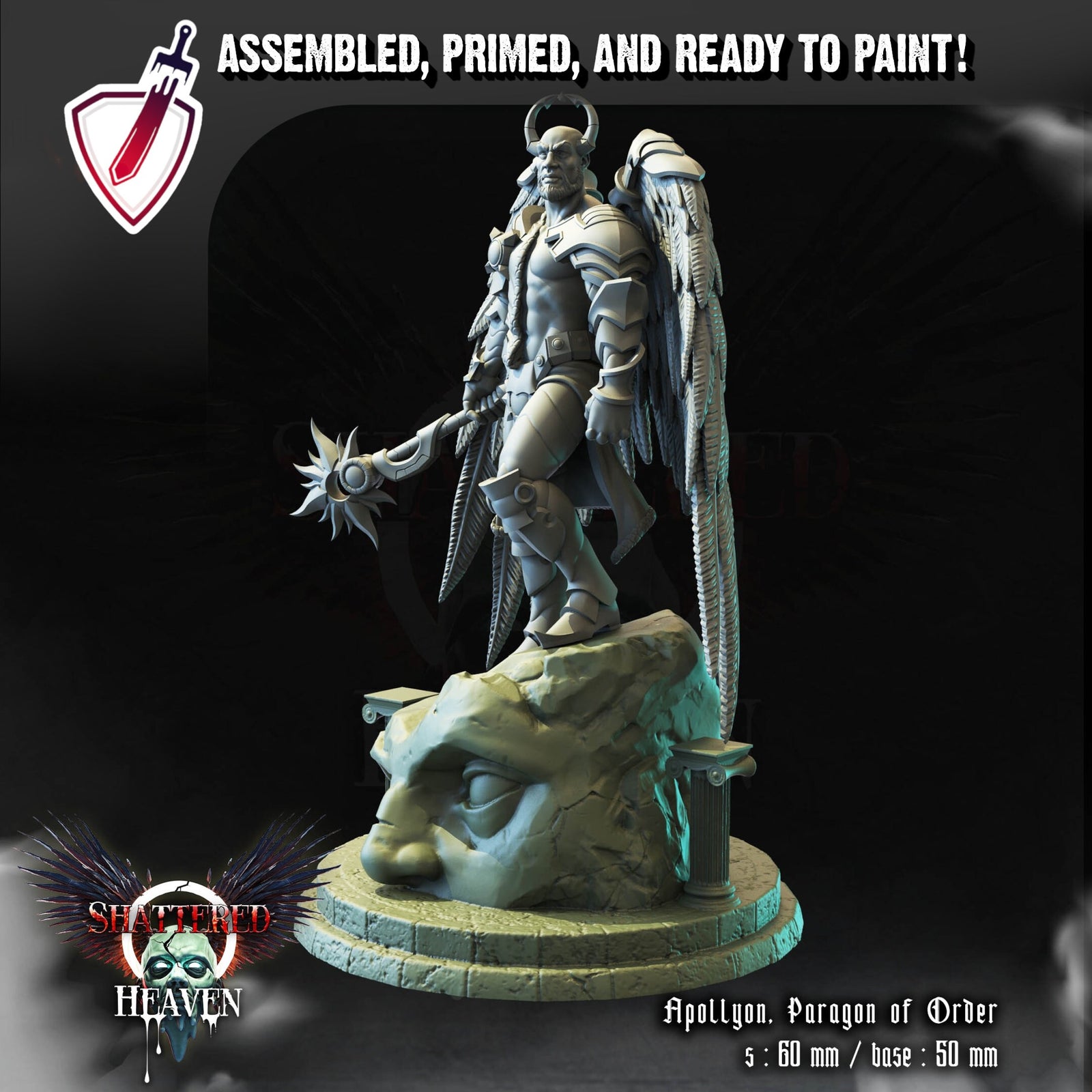 Apollyon | Miniature by Crippled God Foundry | Resin Mini For Tabletop Gaming, D&D, Pathfinder, and Painting | Assembled and Primed - Brush and Battle