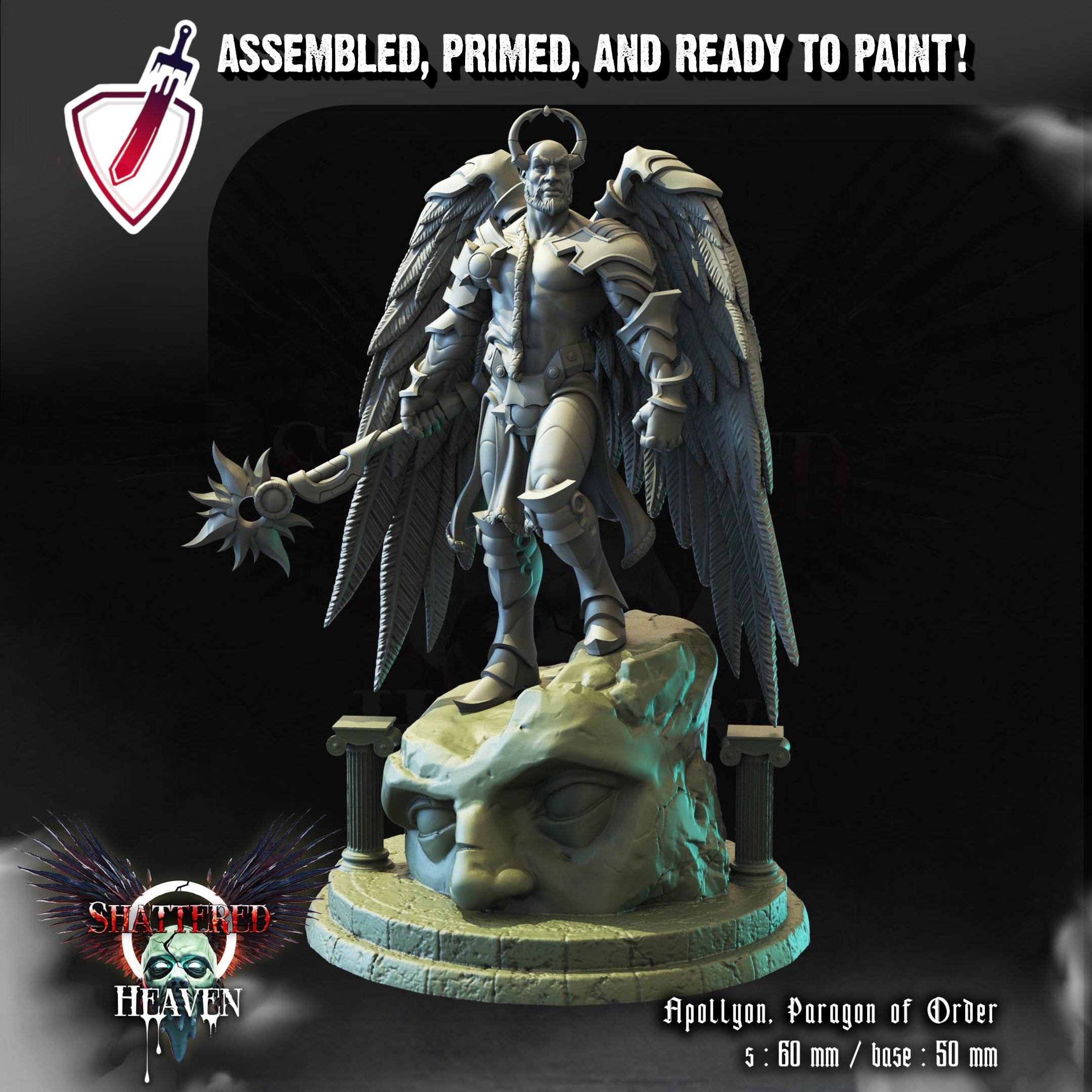 Apollyon | Miniature by Crippled God Foundry | Resin Mini For Tabletop Gaming, D&D, Pathfinder, and Painting | Assembled and Primed - Brush and Battle