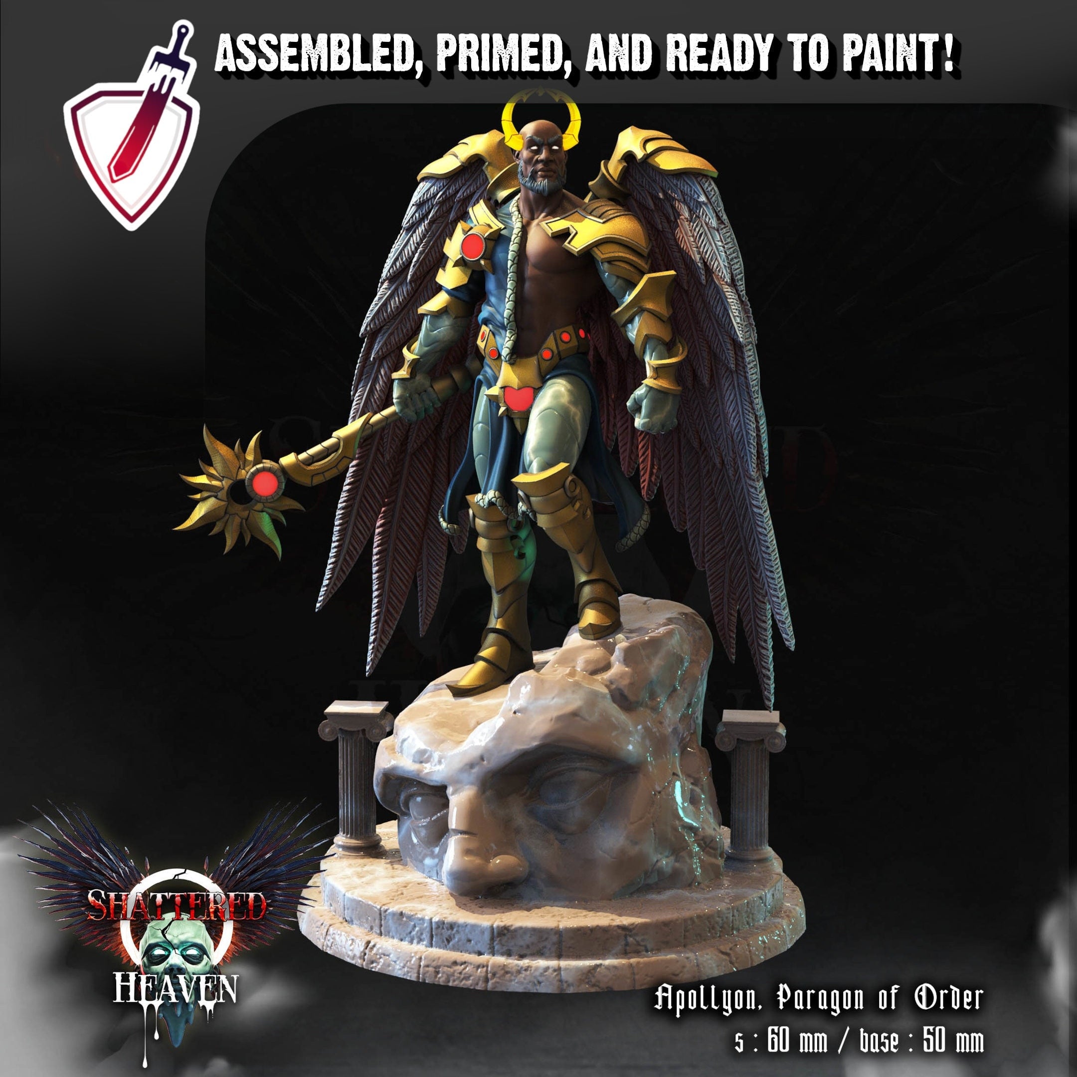 Apollyon | Miniature by Crippled God Foundry | Resin Mini For Tabletop Gaming, D&D, Pathfinder, and Painting | Assembled and Primed - Brush and Battle
