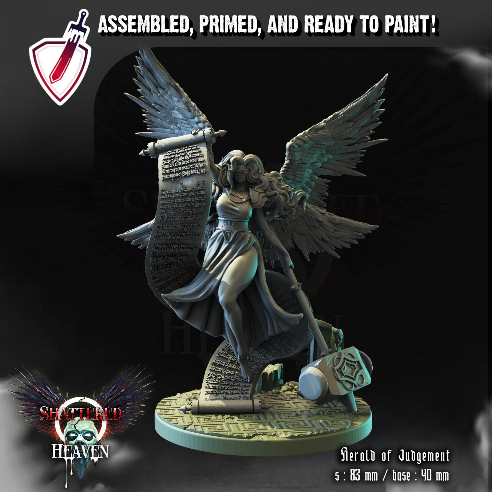 Herald of Judgement | Miniature by Crippled God Foundry | Resin Mini For Tabletop Gaming, D&D, Pathfinder, Painting | Assembled and Primed - Brush and Battle