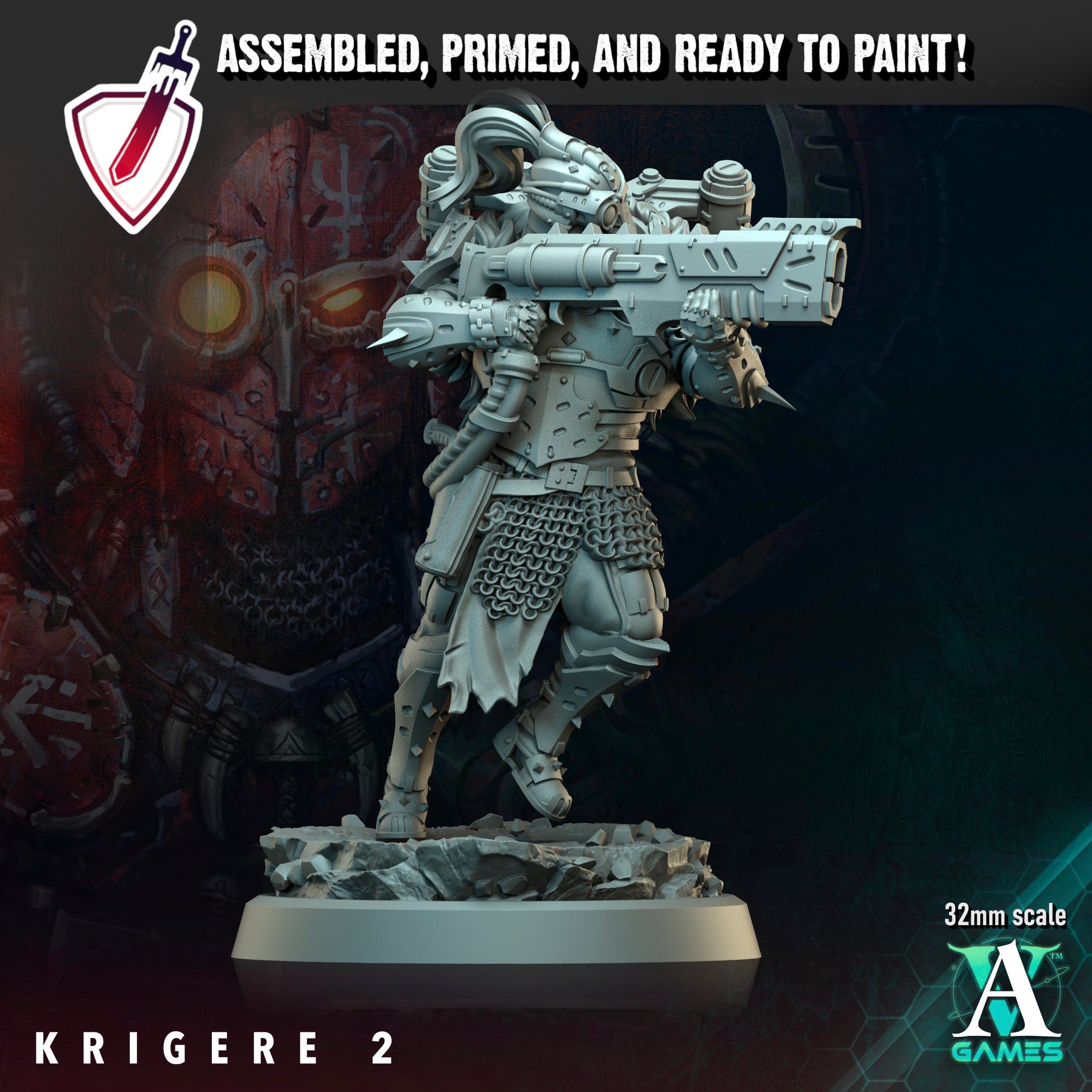 Krigere (1-5) | Miniatures by Archvillain Games | Resin Mini for Tabletop Gaming, D&D, Wargaming, Painting | Assembled and Primed - Brush and Battle