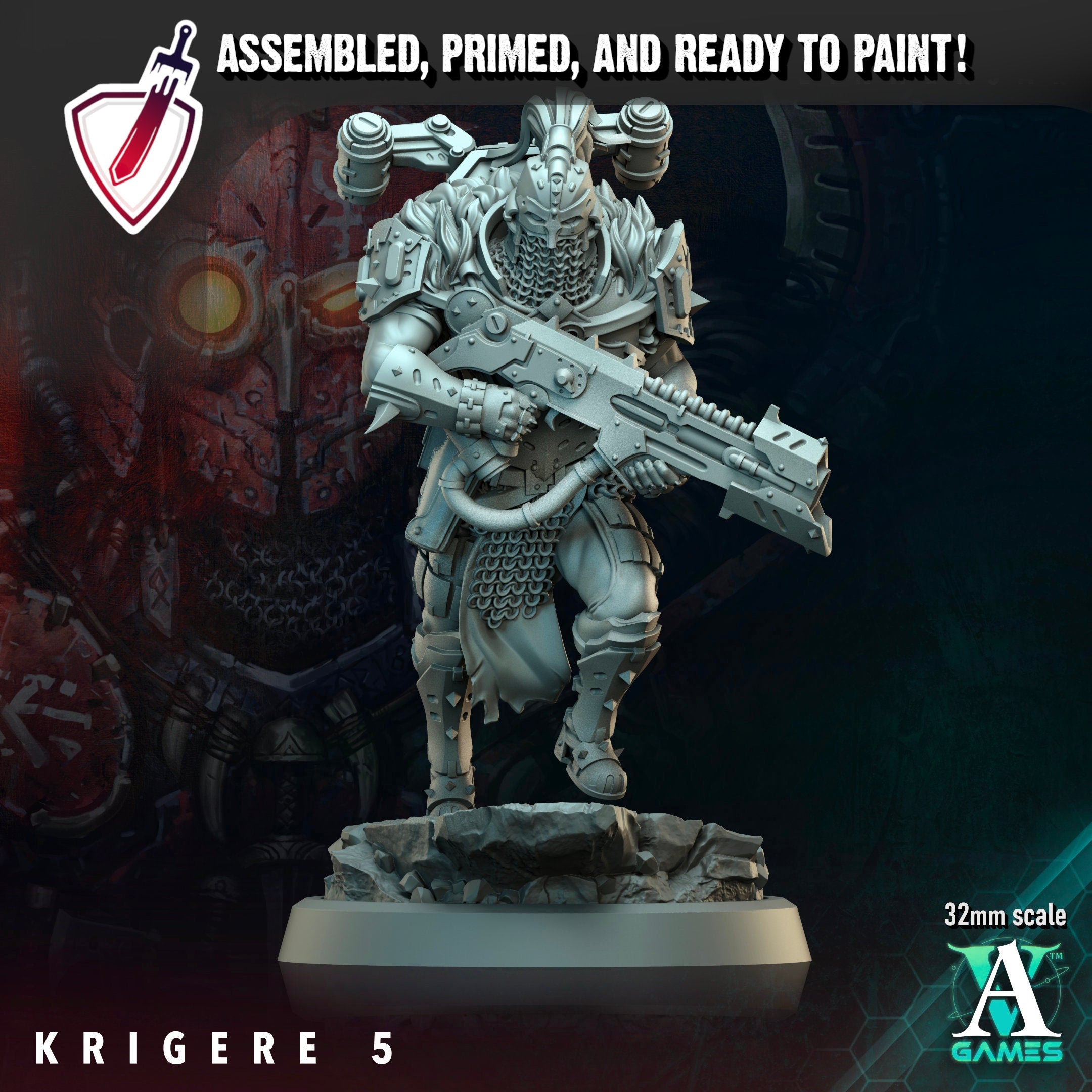 Krigere (1-5) | Miniatures by Archvillain Games | Resin Mini for Tabletop Gaming, D&D, Wargaming, Painting | Assembled and Primed - Brush and Battle
