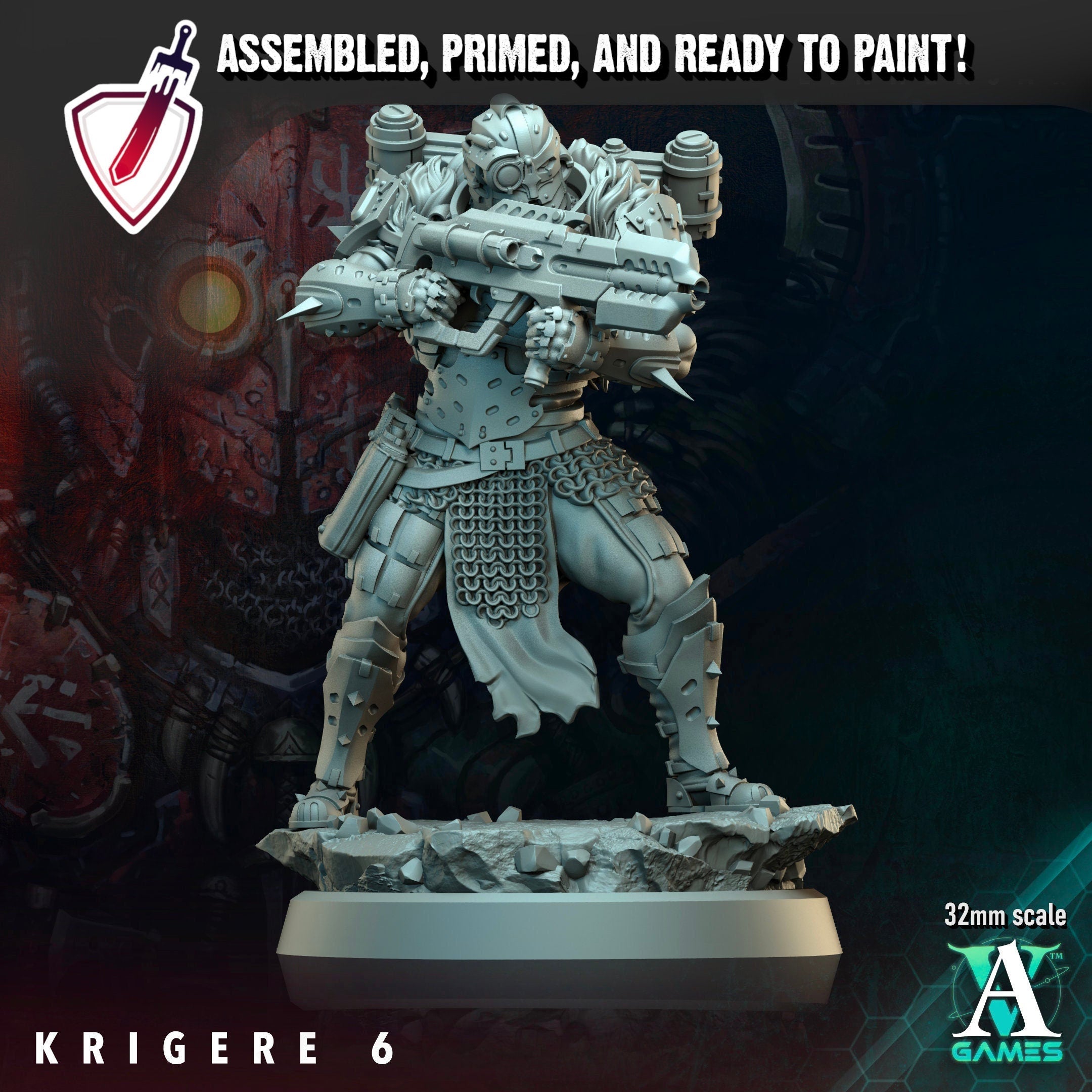 Krigere (6-11) | Miniatures by Archvillain Games | Resin Mini for Tabletop Gaming, D&D, Wargaming, Painting | Assembled and Primed - Brush and Battle