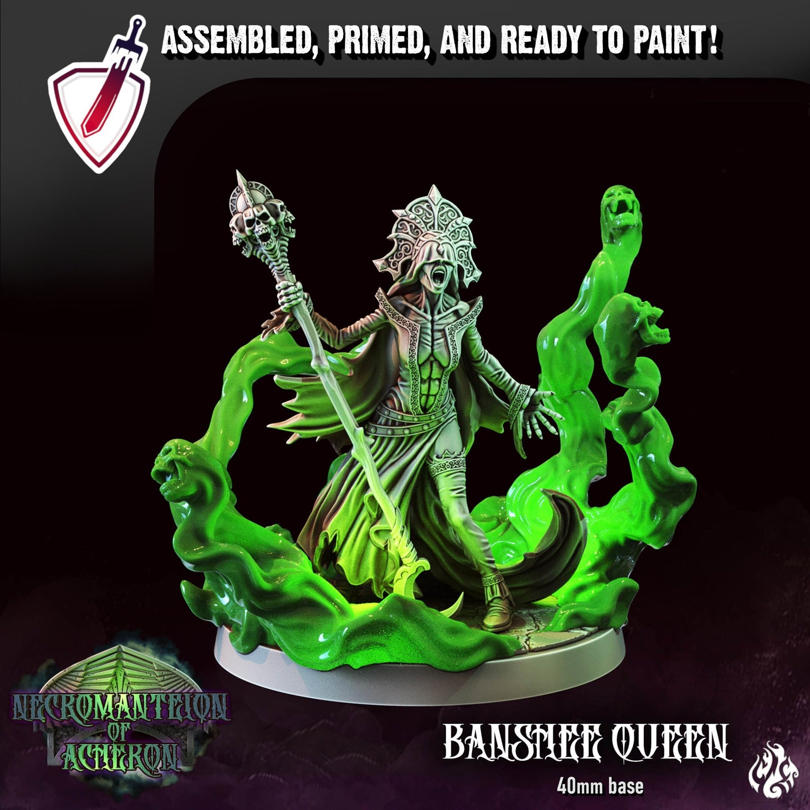 Banshee Queen | Miniature by Crippled God Foundry | Resin Mini For Tabletop Gaming, D&D, Pathfinder, and Painting | Assembled and Primed - Brush and Battle