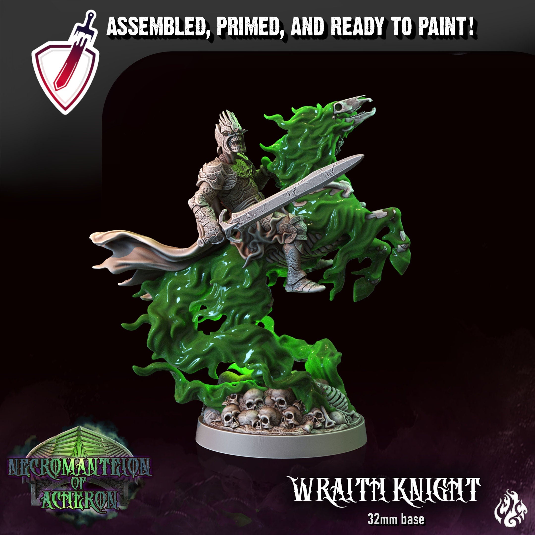 Wraith Knight | Miniature by Crippled God Foundry | Resin Mini For Tabletop Gaming, D&D, Pathfinder, and Painting | Assembled and Primed - Brush and Battle