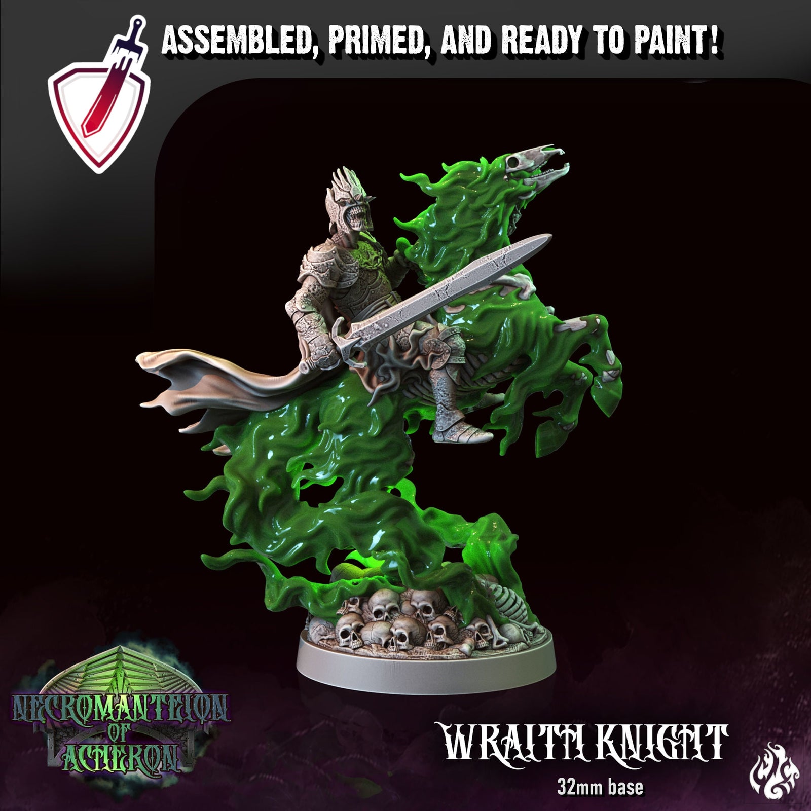 Wraith Knight | Miniature by Crippled God Foundry | Resin Mini For Tabletop Gaming, D&D, Pathfinder, and Painting | Assembled and Primed - Brush and Battle