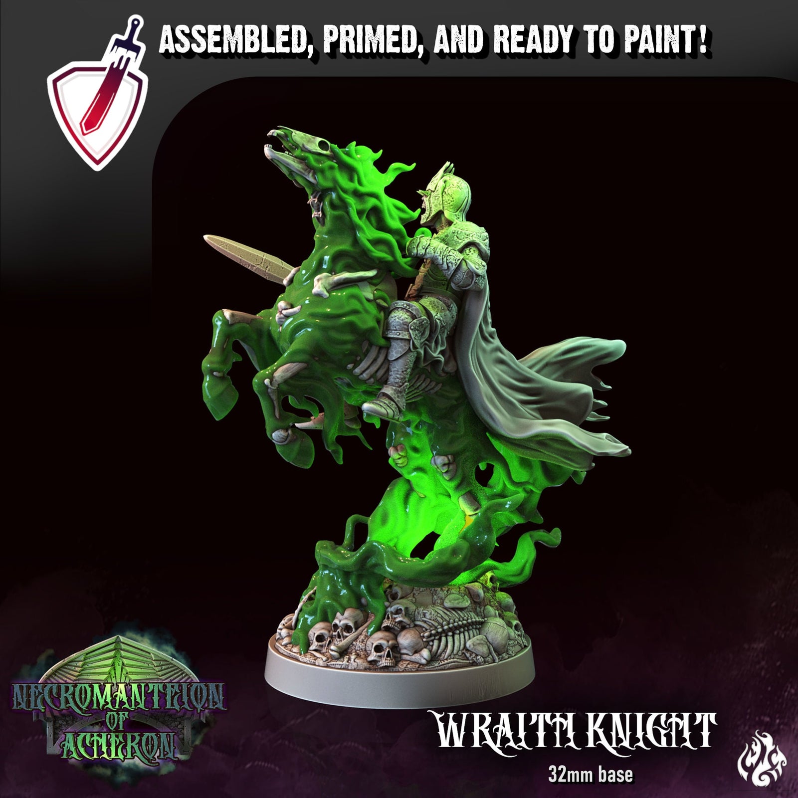 Wraith Knight | Miniature by Crippled God Foundry | Resin Mini For Tabletop Gaming, D&D, Pathfinder, and Painting | Assembled and Primed - Brush and Battle