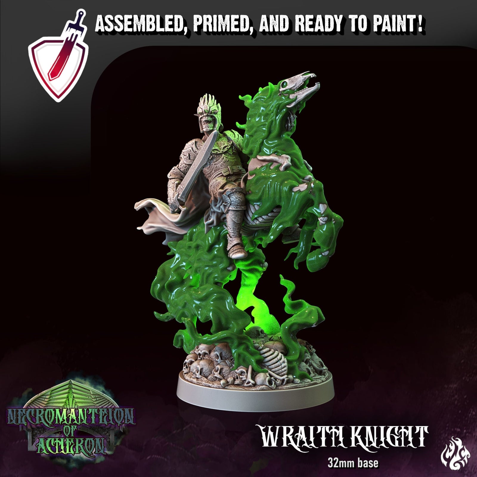 Wraith Knight | Miniature by Crippled God Foundry | Resin Mini For Tabletop Gaming, D&D, Pathfinder, and Painting | Assembled and Primed - Brush and Battle